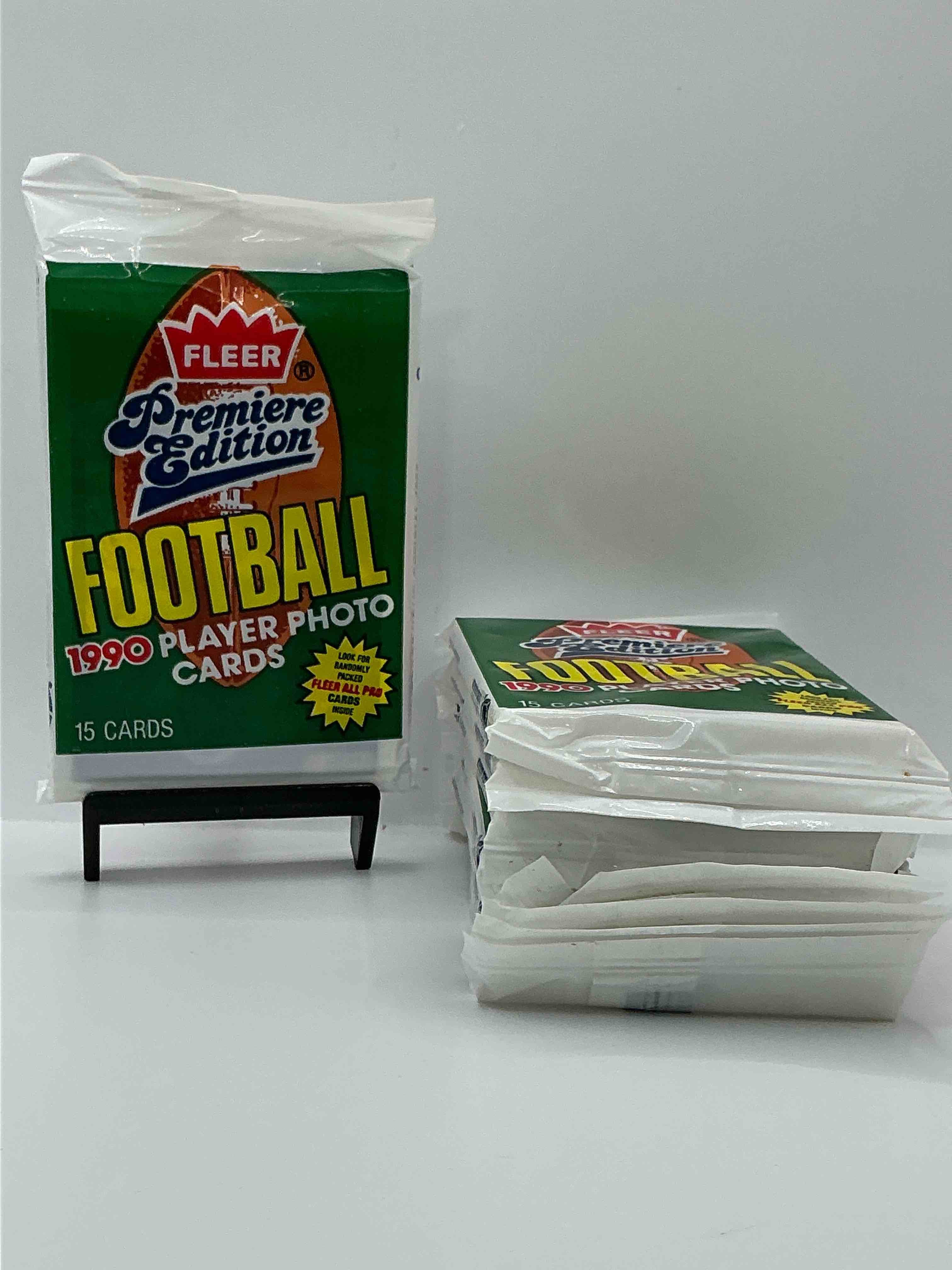 emmitt smith rookie!? 1990 fleer premier edition football unopened packs direct from original box! look for valuable emmitt smith rookie cards! let the search begin!