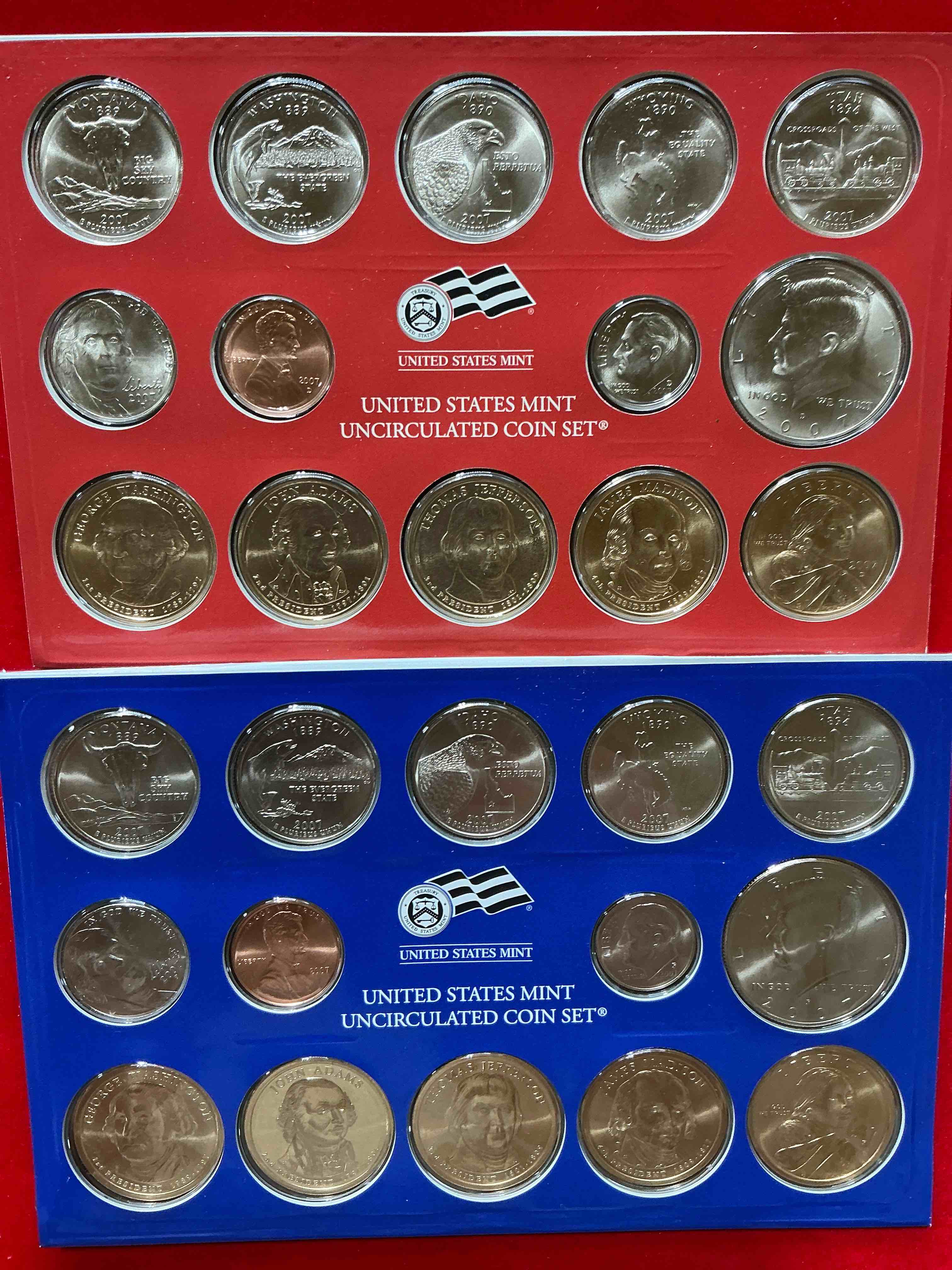 28 coin craziness! denver & philly mints! 2007 uncirculated mint set coins! includes half dollars, president dollar coins, dimes, nickels, pennies & quarters! cool collectible! 