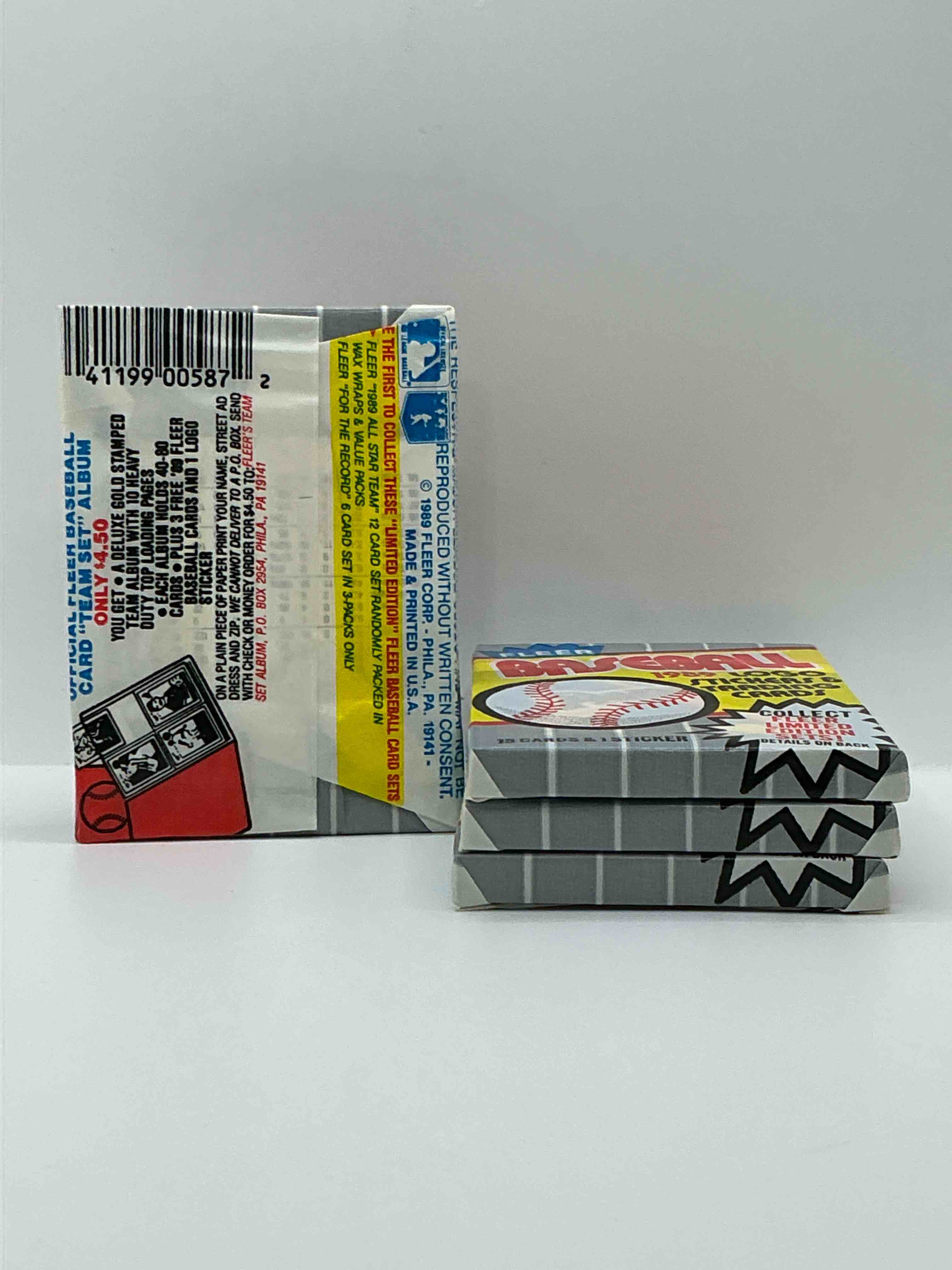 Condition photo showing New/Like New for loaded! 1989 fleer baseball fifteen card pack, direct from original retail case!this is the place to search for ken griffey jr's true fleer rookie card #548 (psa 10 value $175+) & billy ripken & randy johnson rookie error cards worth thousands! getting harder & harder to find!