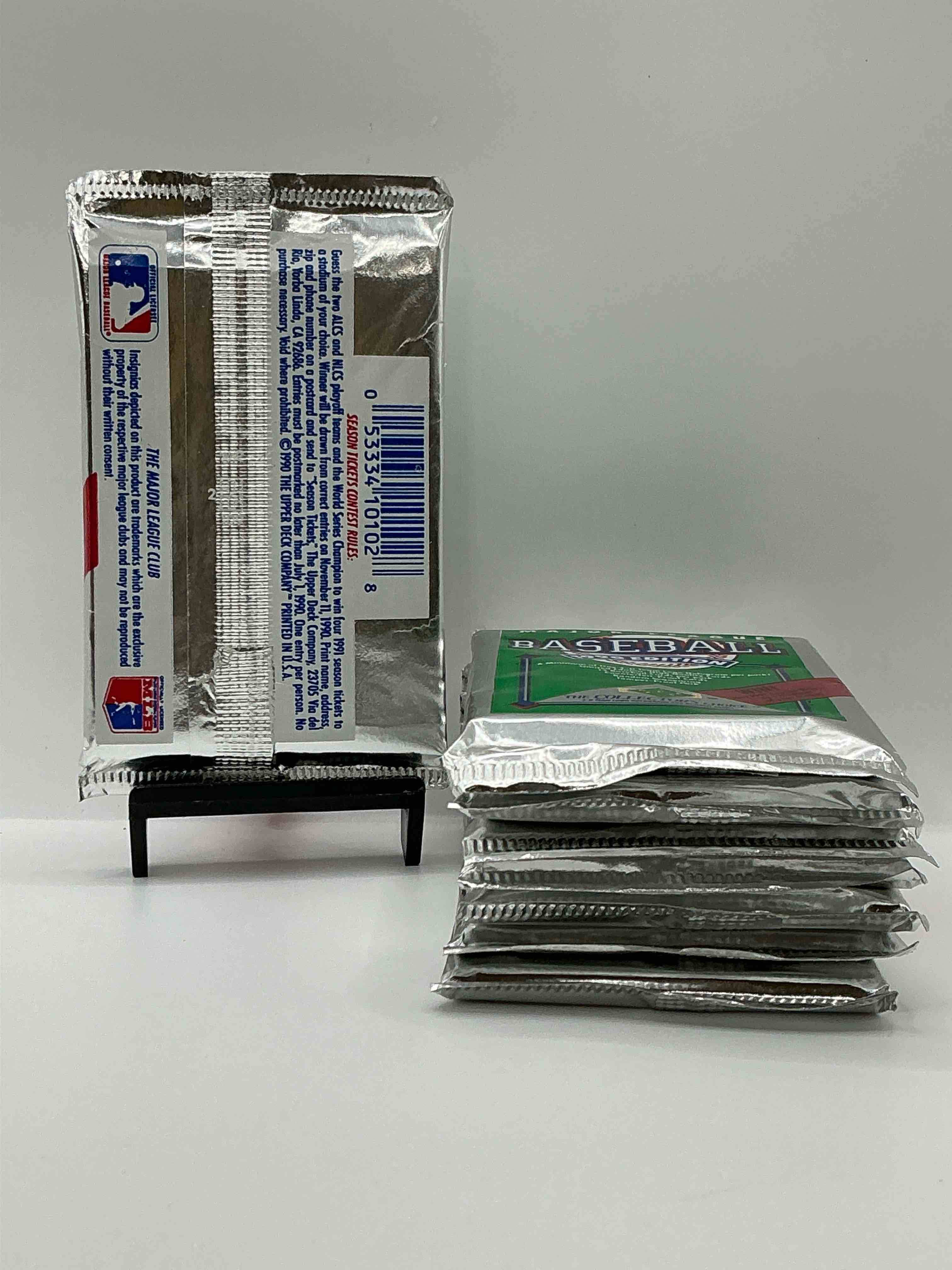 Condition photo showing New/Like New for 1990 upper deck baseball unopened sports trading card packs! direct from original box! look for possible collector's 3d team logo card! as well as early ken griffey jr. cards!