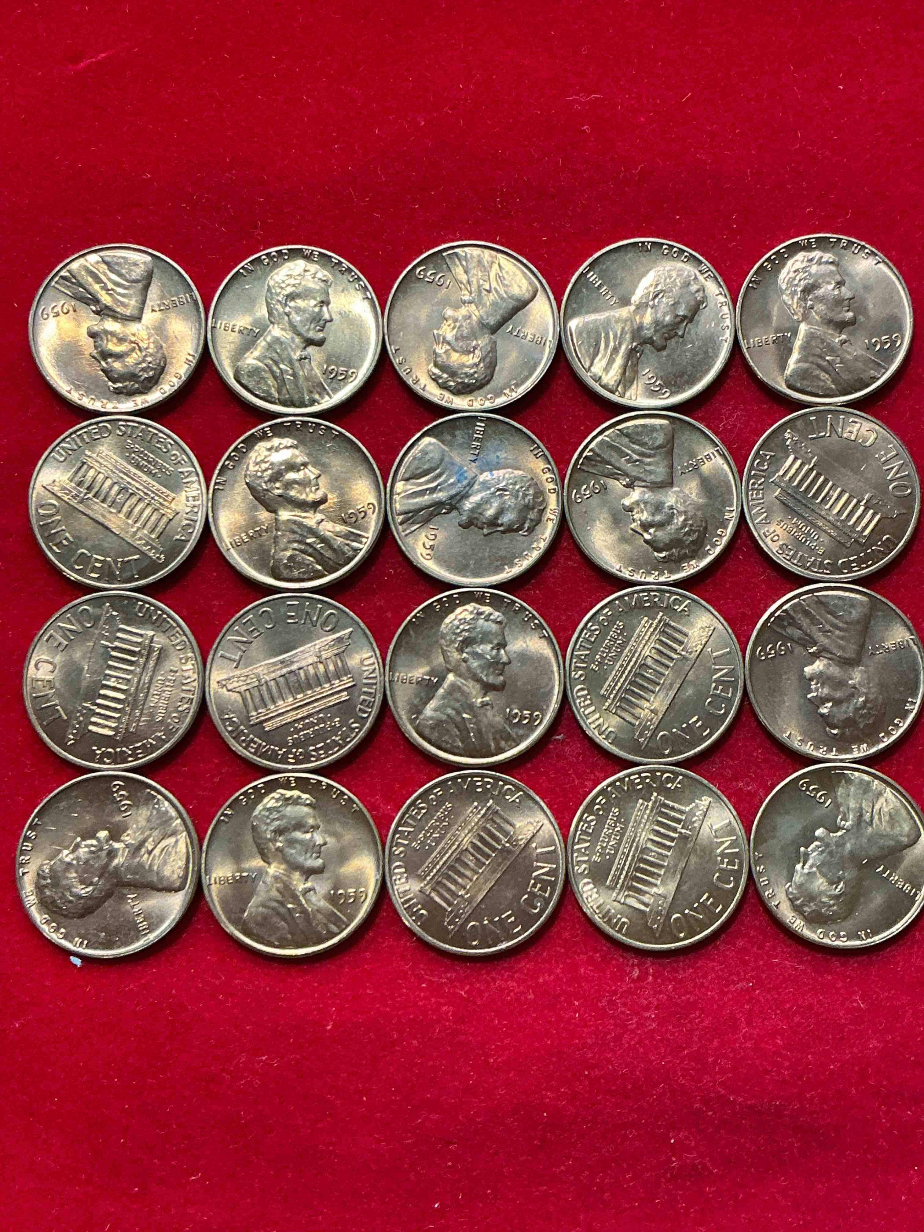 1959 brilliant uncirculated pennies!  1959 was the last year of an epic chapter of american history!  own pieces of the 1950’s with these brilliant uncirculated pennies!  many from the original treasury bank rolls not having seen daylight since 1959, wow! 