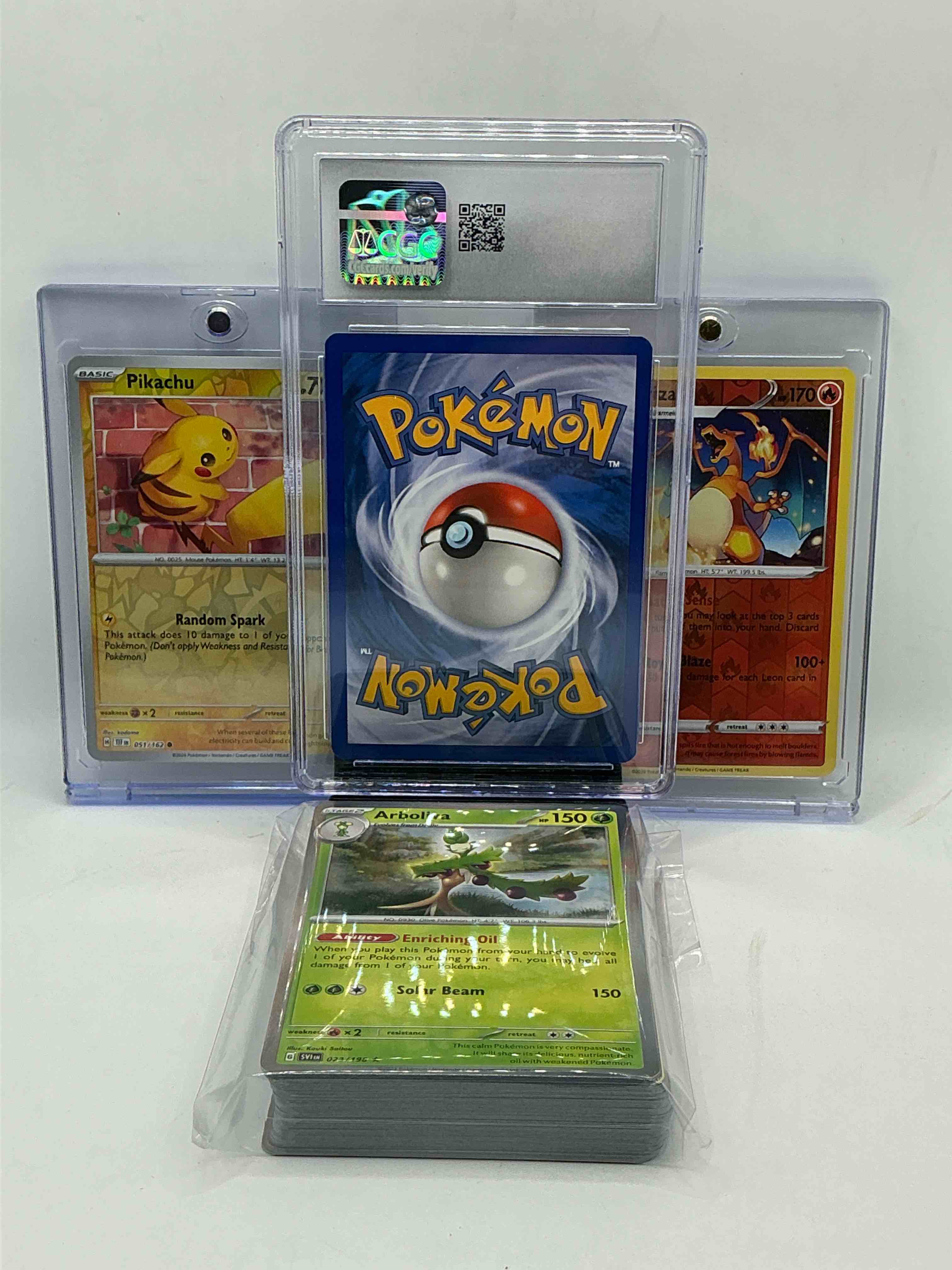 Condition photo showing New/Like New for lairon gem mint 10! charizard! pikachu! along with 50 other pokémon heroes, holos, legends & commons- including holographic cards, stage 2 cards, holos in all forms & more! also includes 36 non holo common/ uncommon basic & first stage cards trainers & energy too! perfect set for collectors & enthusiasts!