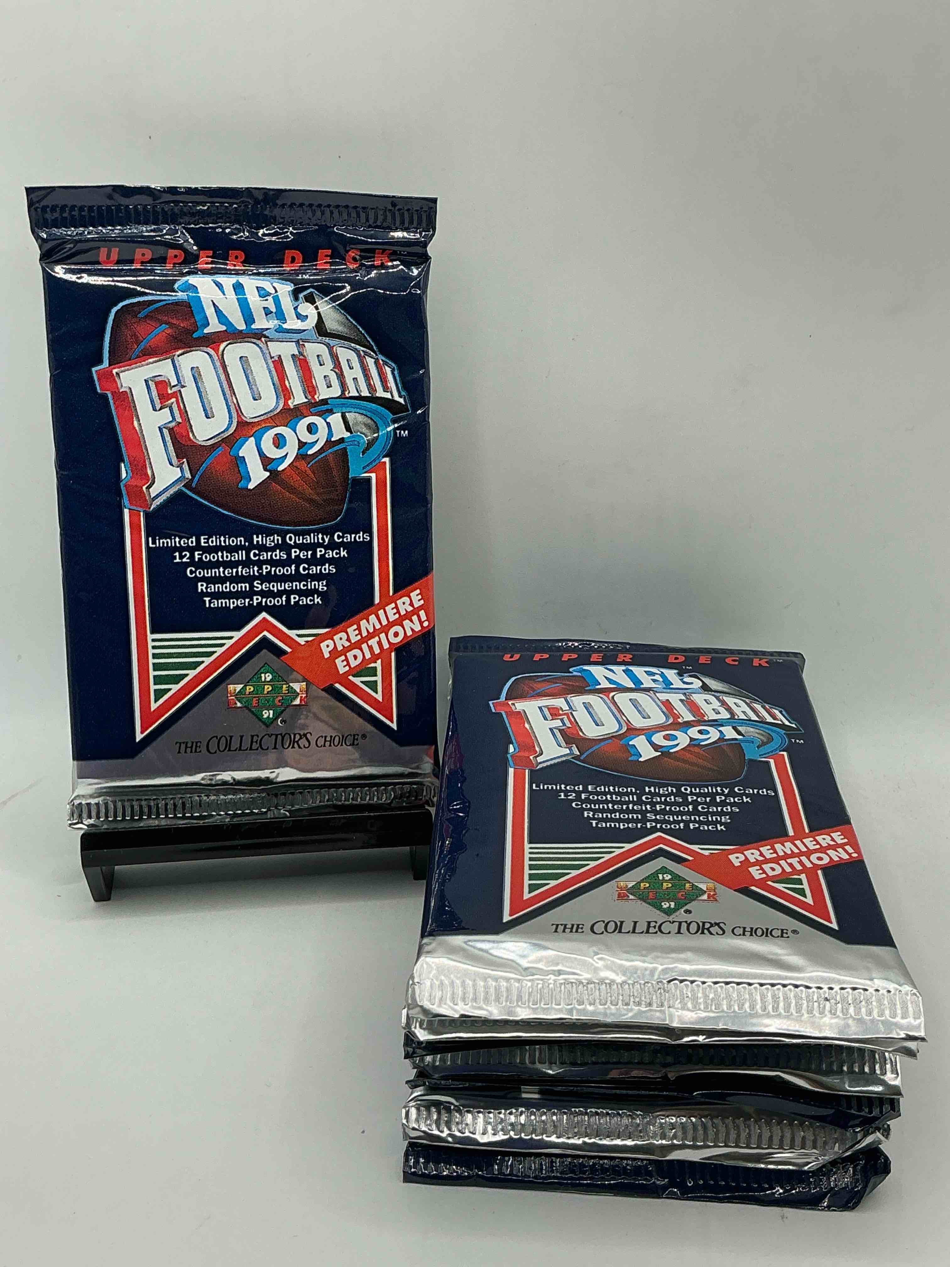 rare & vintage! 1991 upper deck premier edition unopened nfl football packs! direct from original box! brett favre rookie year! search for brett favre rookie & other 80s stars!
