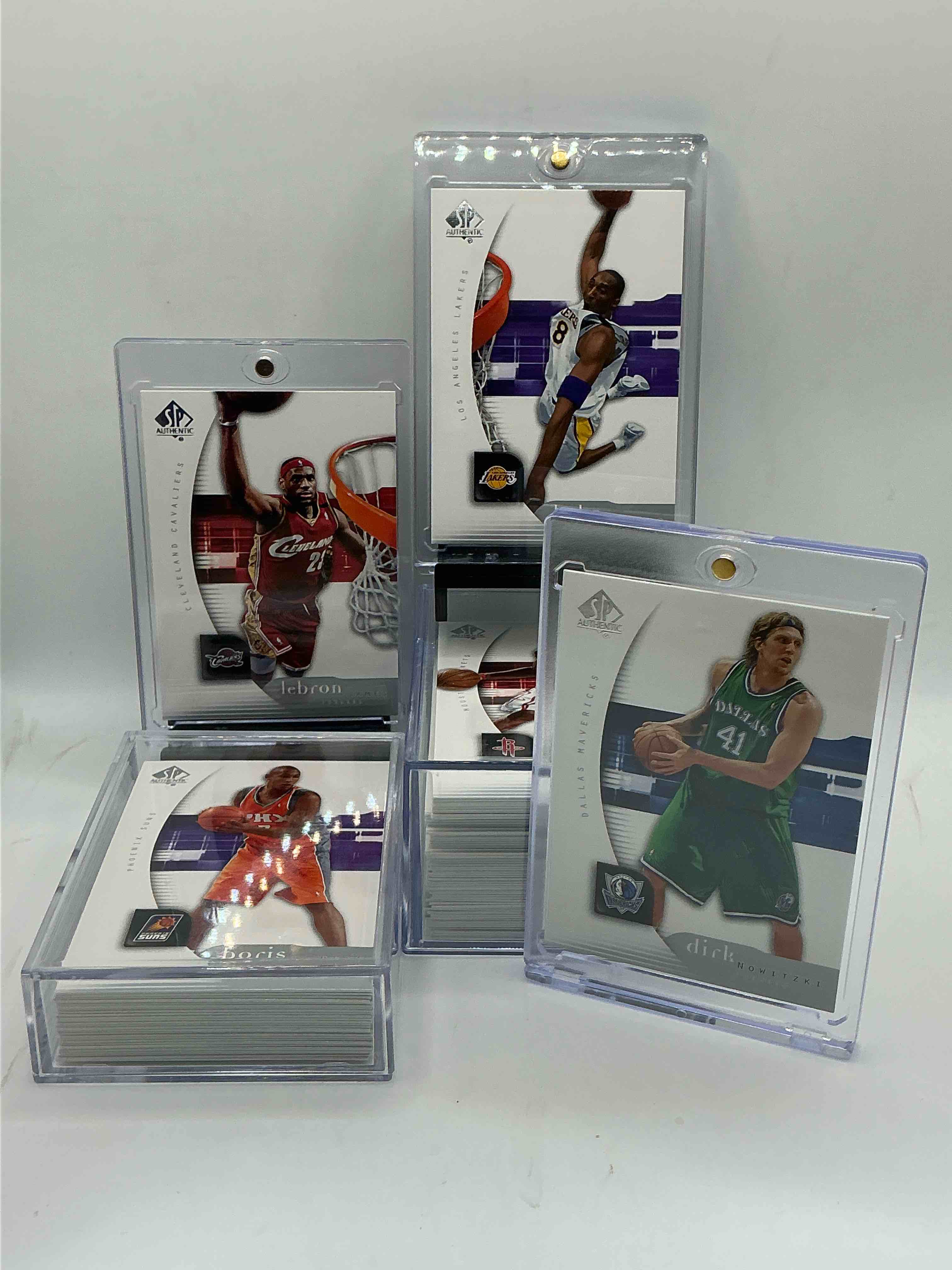 lebron, kobe, dirk & more! basketball insanity! 2005 sp authentic complete 100 card upper deck sp collection! includes some absolute legends! shaq, bryant, nowitzki, duncan & more! some of the legends of the game! 100 cards, all legends & heroes! kobe, shaq, dirk & more… all in one place! basketball insanity! get it before it’s gone!