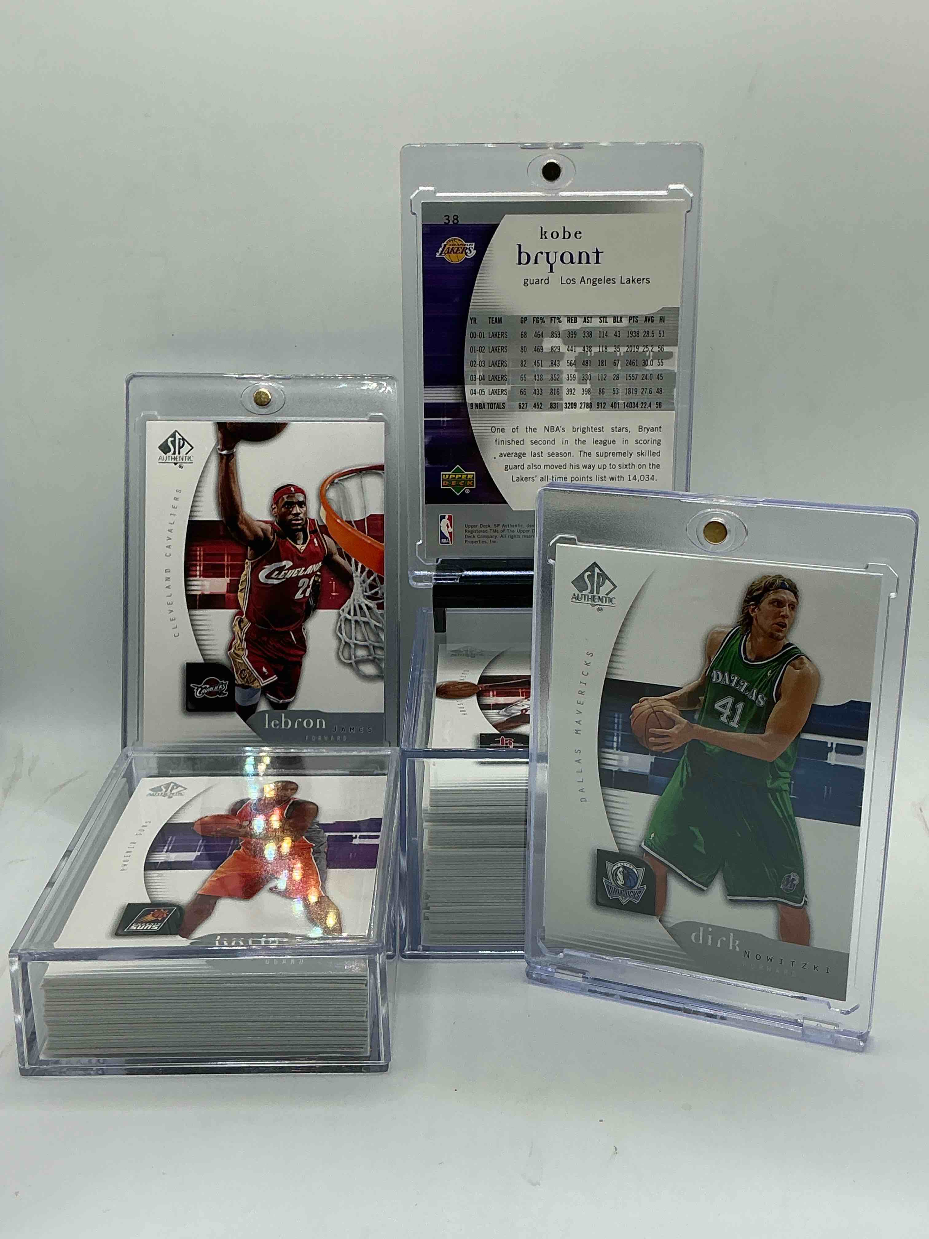 Condition photo showing New/Like New for lebron, kobe, dirk & more! basketball insanity! 2005 sp authentic complete 100 card upper deck sp collection! includes some absolute legends! shaq, bryant, nowitzki, duncan & more! some of the legends of the game! 100 cards, all legends & heroes! kobe, shaq, dirk & more… all in one place! basketball insanity! get it before it’s gone!
