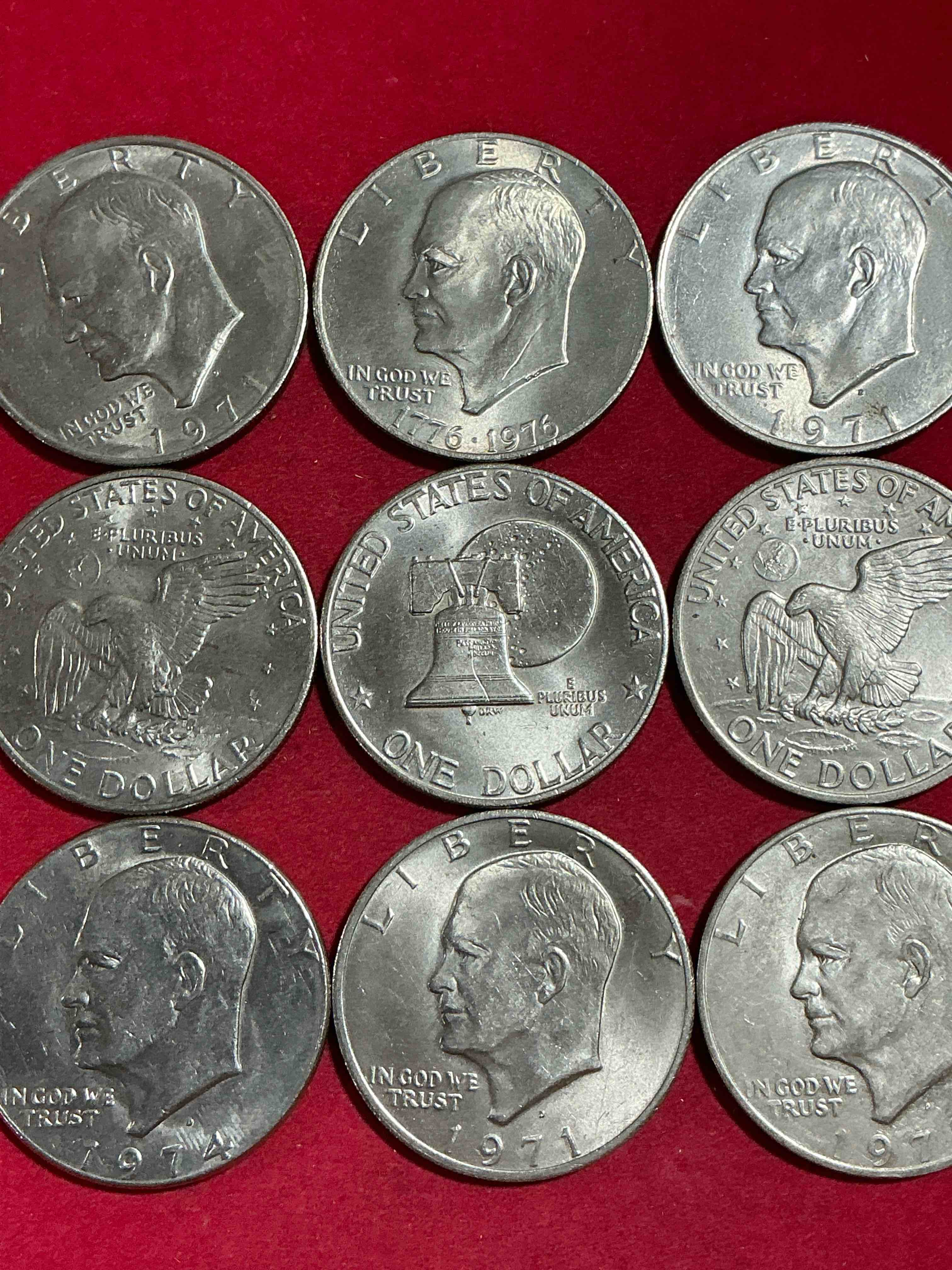 gorgeous eisenhower dollars! here are circulated “ike” dollars! up for auction are ike one dollar coins from different years! awesome ike dollars! even includes rare bicentennial 1976 edition