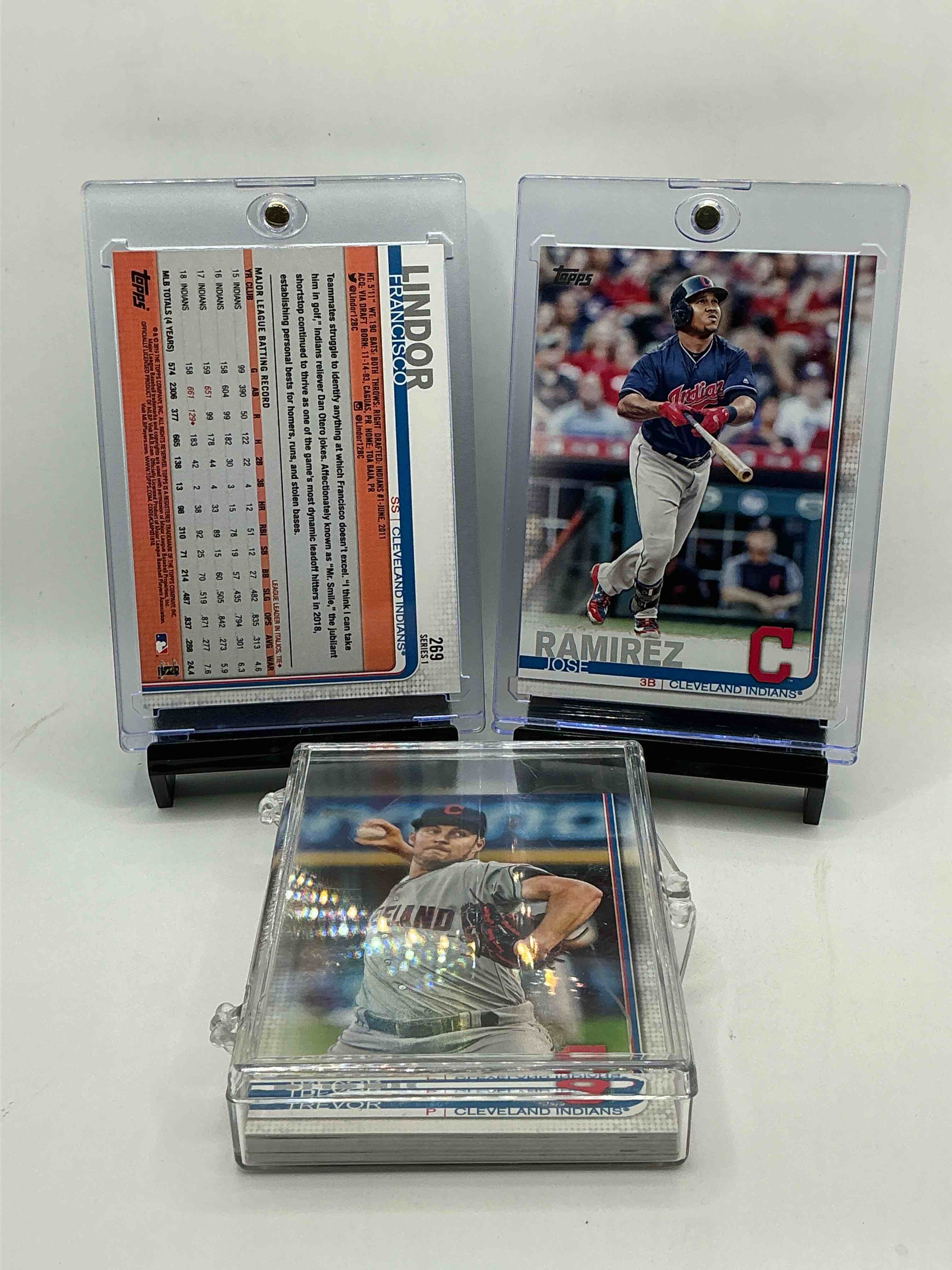 Condition photo showing New/Like New for 2019 cleveland indians team set! so many great players included here! francisco lindor! jose ramirez! trevor bauer! josh donaldson & so many more! wow!