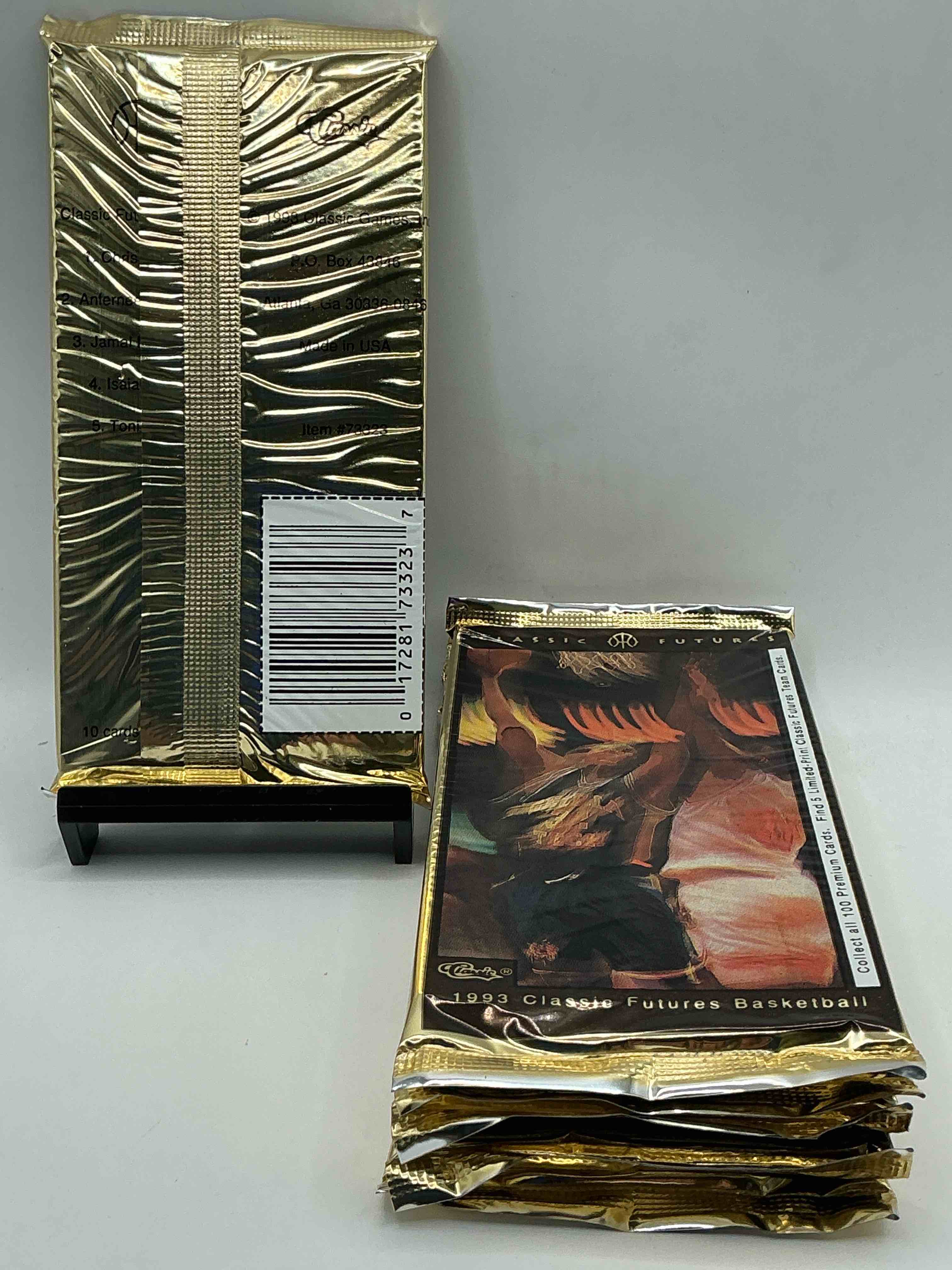 Condition photo showing New/Like New for 1993 classic futures draft picks unopened basketball packs! search for chris webber & anfernee hardaway rookies, along with other big names from the year! look for exclusive illustrated cards & numbered cards too!