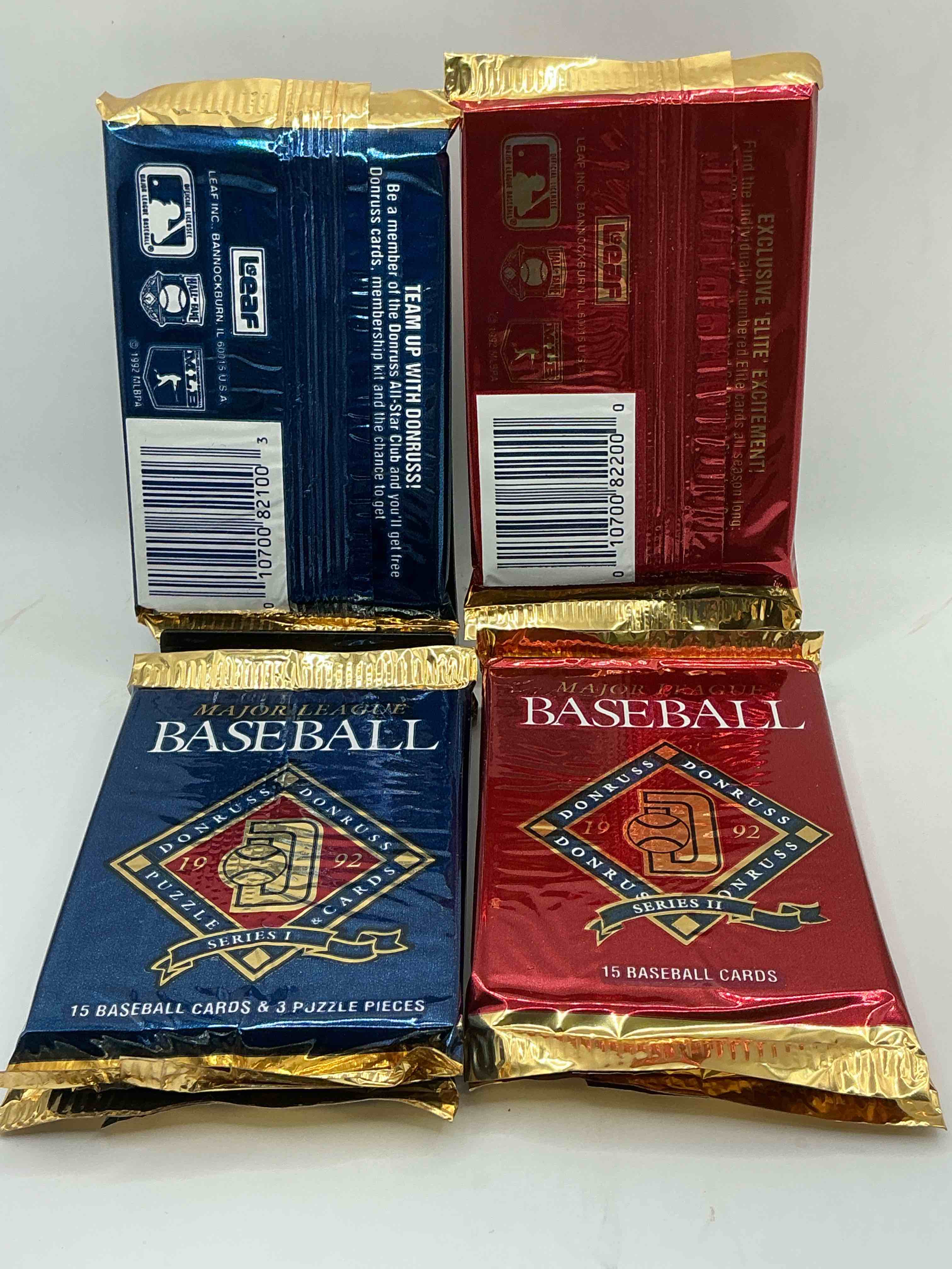 Condition photo showing New/Like New for 1992 donruss baseball series 1 and 2 unopened sealed sports card pack, direct from original sealed retail case! search for valuable cards from ricky henderson & noian ryan & so much morel also, search for 1 of 5000 personally autographed cal ripken jr. cards randomly inserted!