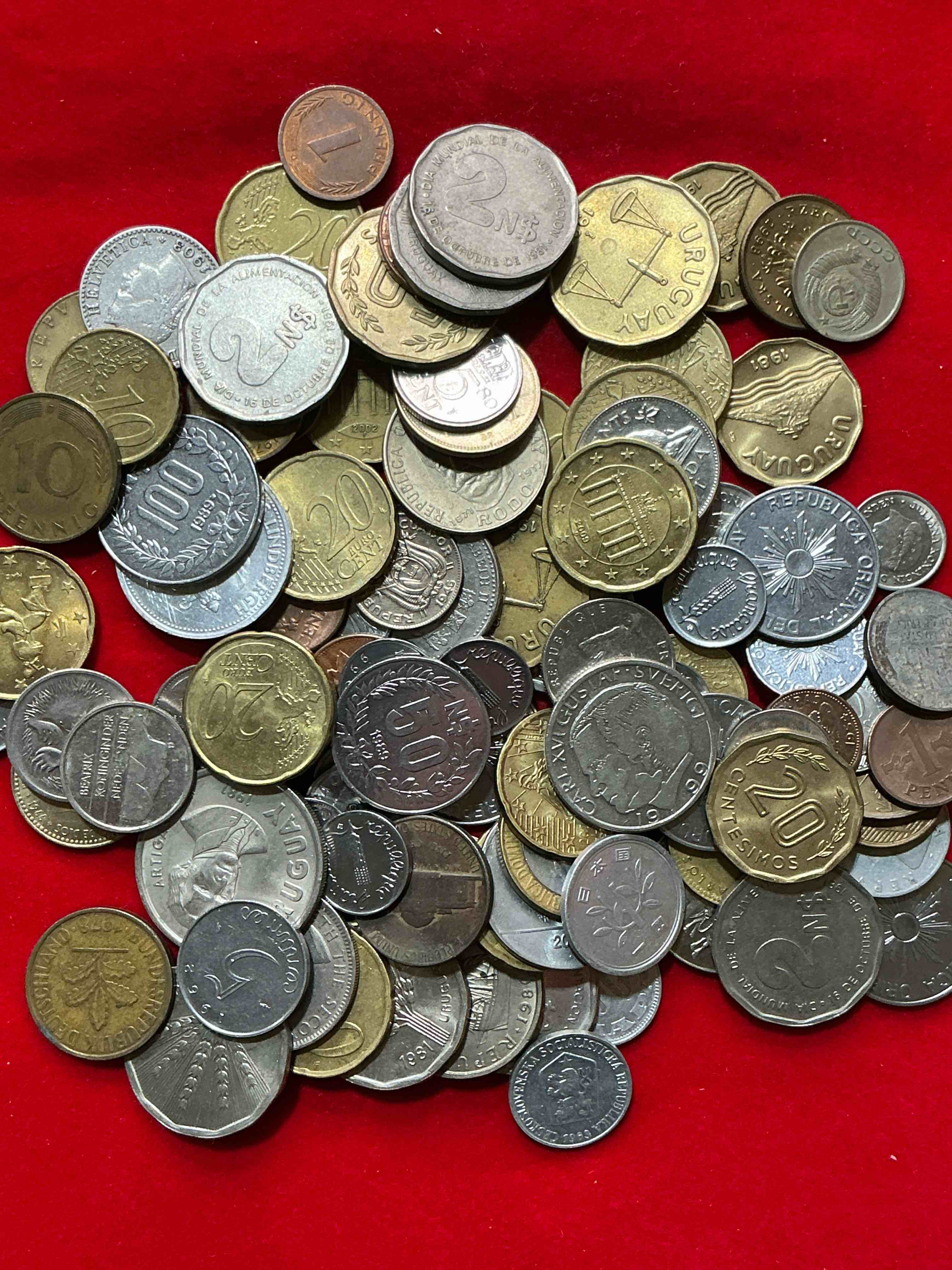 Condition photo showing Good Condition for world coins, antique & vintage! each lot is unique! many different years, countries, sizes & exotic places. this cool collection of antique coins from around the world is loads of fun! have fun identifying each coin & country as a great educational tool! a great investment too!