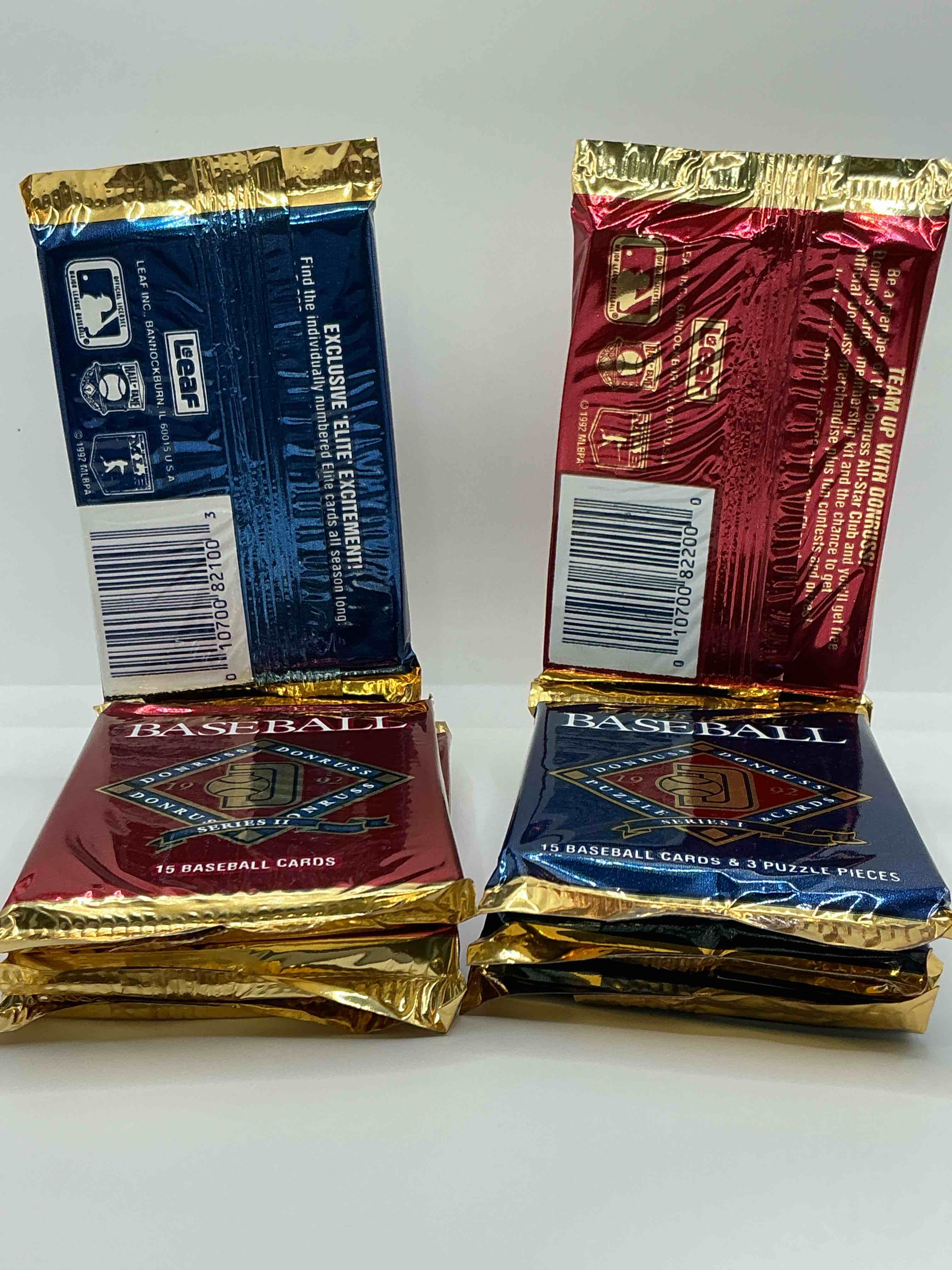 Condition photo showing New/Like New for 1992 donruss baseball series 1 and 2 unopened sealed sports card pack, direct from original sealed retail case! search for valuable cards from ricky henderson & noian ryan & so much morel also, search for 1 of 5000 personally autographed cal ripken jr. cards randomly inserted!