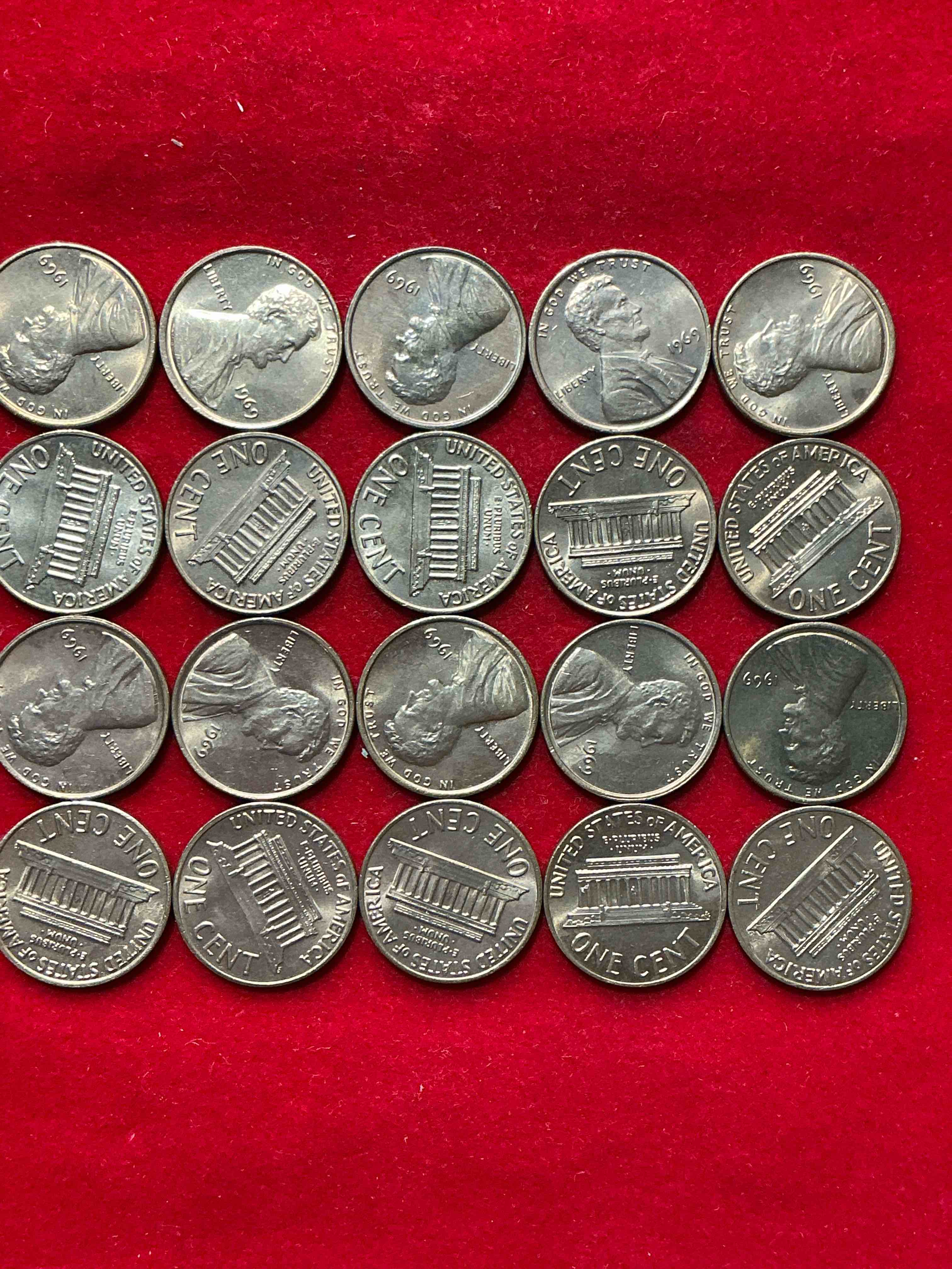 Condition photo showing New/Like New for 1969 moon landing brilliant uncirculated wheat pennies!  direct from original treasury bank rolls, these pennies haven’t seen daylight since 1969!  on july 20, 1969 the world changed forever when america landed on the moon!  own pieces of this era with these gorgeous brilliant uncirculated wheat pennies!  