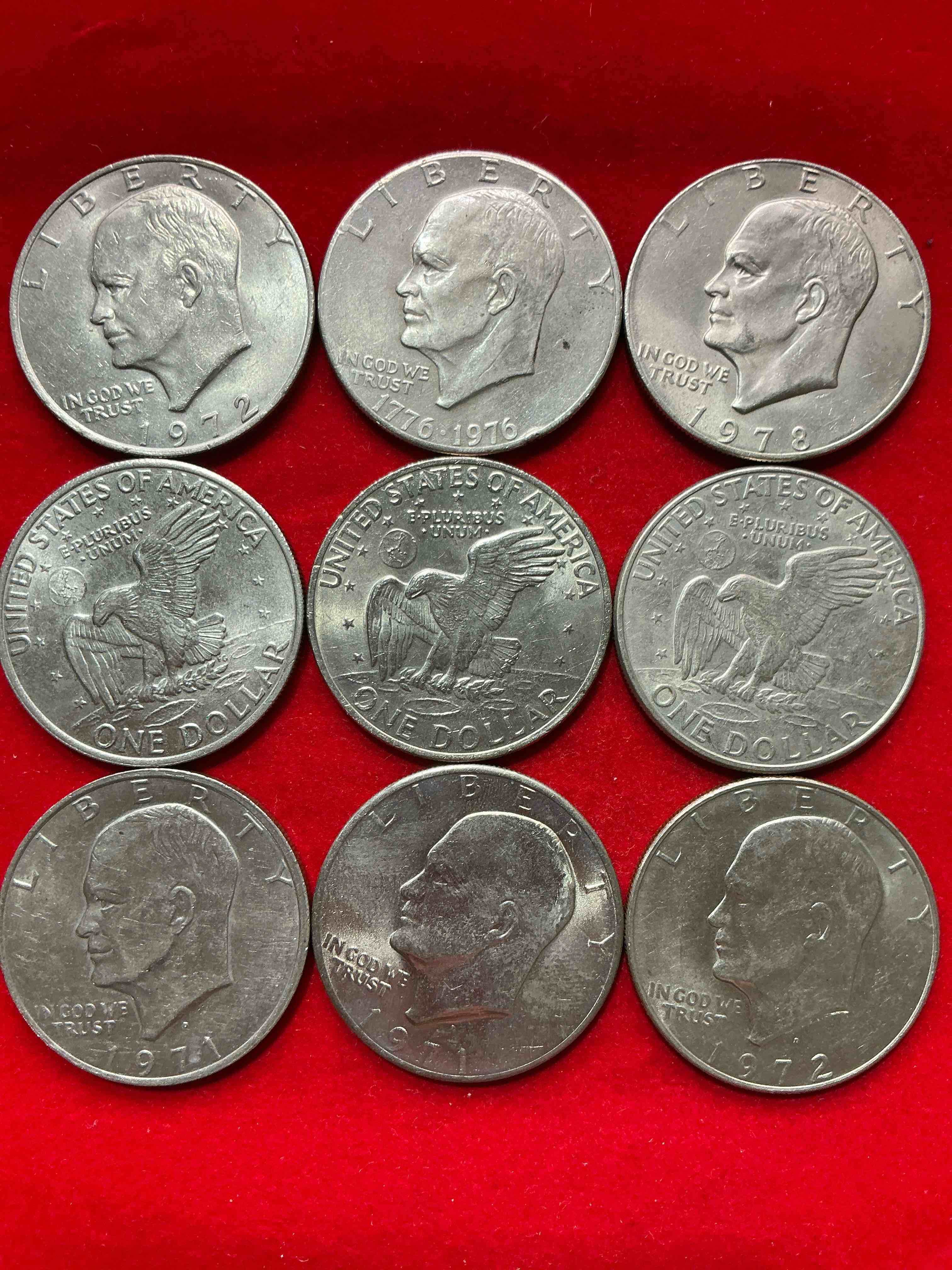 Condition photo showing New/Like New for gorgeous eisenhower dollars! here are circulated “ike” dollars! up for auction are ike one dollar coins from different years! awesome ike dollars! even includes rare bicentennial 1976 edition