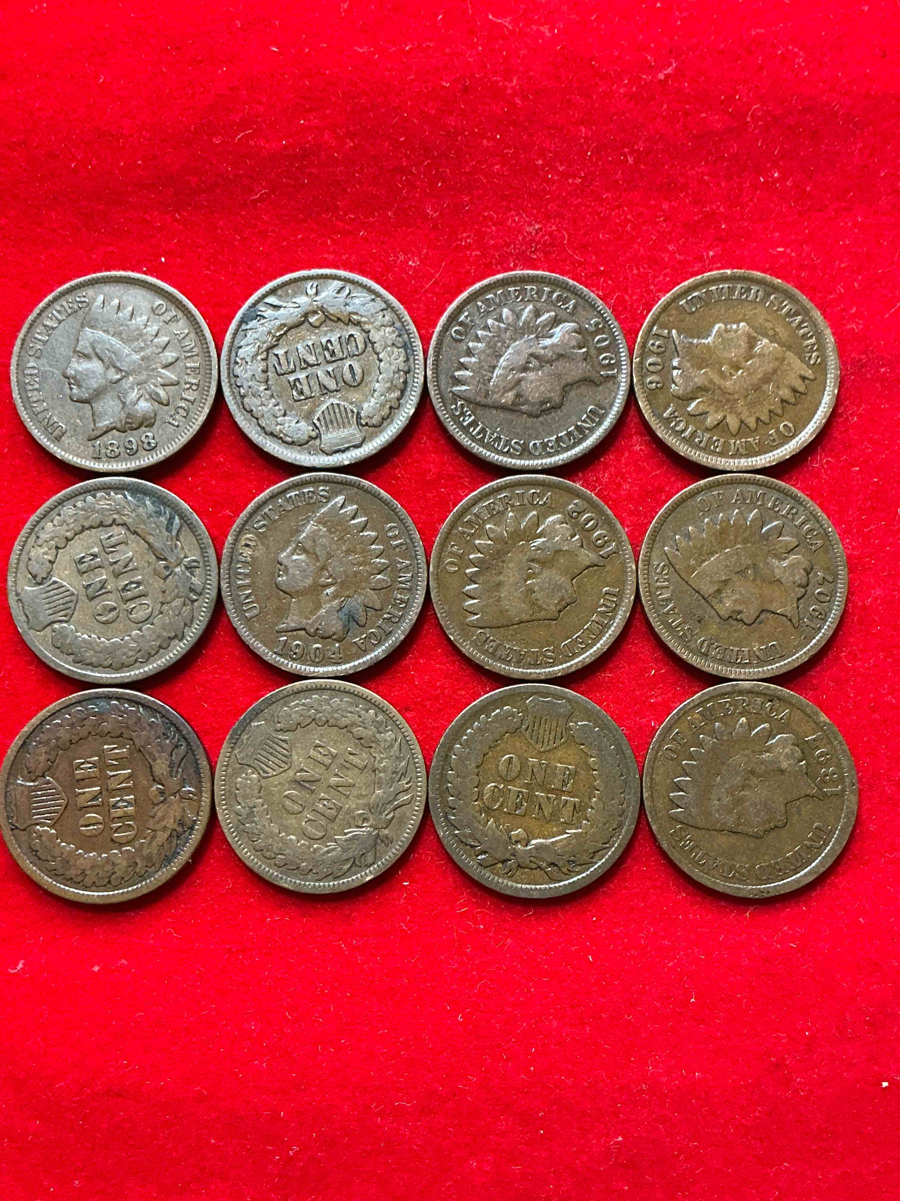 Condition photo showing Good Condition for indian head pennies! these gorgeous u.s. pennies were minted from 1859-1909 & have become serious collector items! the "indian head" design is actually a representation of lady liberty wearing an indian headdress. here are beautiful, well-kept examples representing many different mint years! great for collecting, investing & learning history, & rare with visible dates!