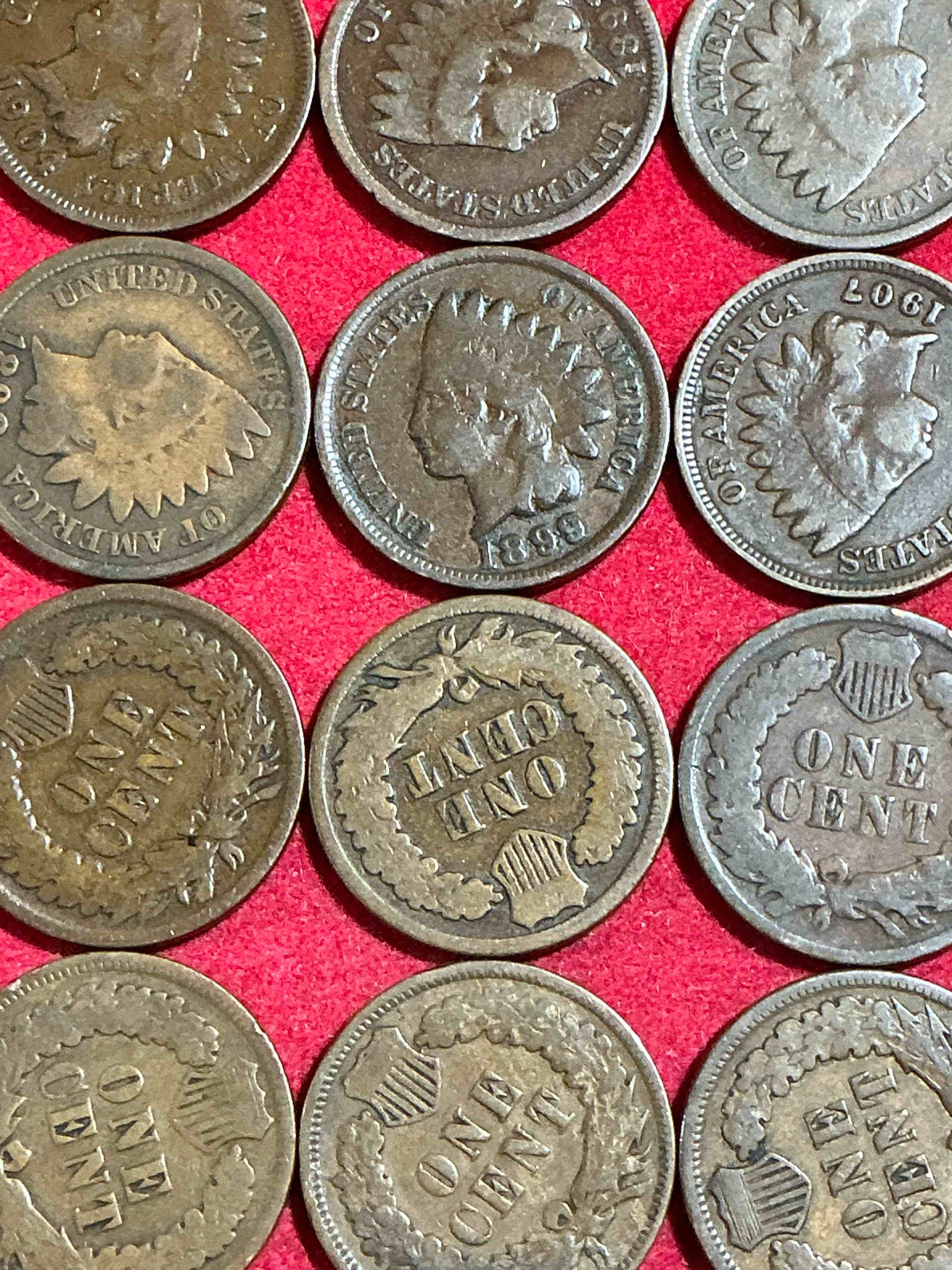 Condition photo showing Good Condition for indian head pennies! these gorgeous u.s. pennies were minted from 1859-1909 & have become serious collector items! the "indian head" design is actually a representation of lady liberty wearing an indian headdress. here are beautiful, well-kept examples representing many different mint years! great for collecting, investing & learning history, & rare with visible dates!