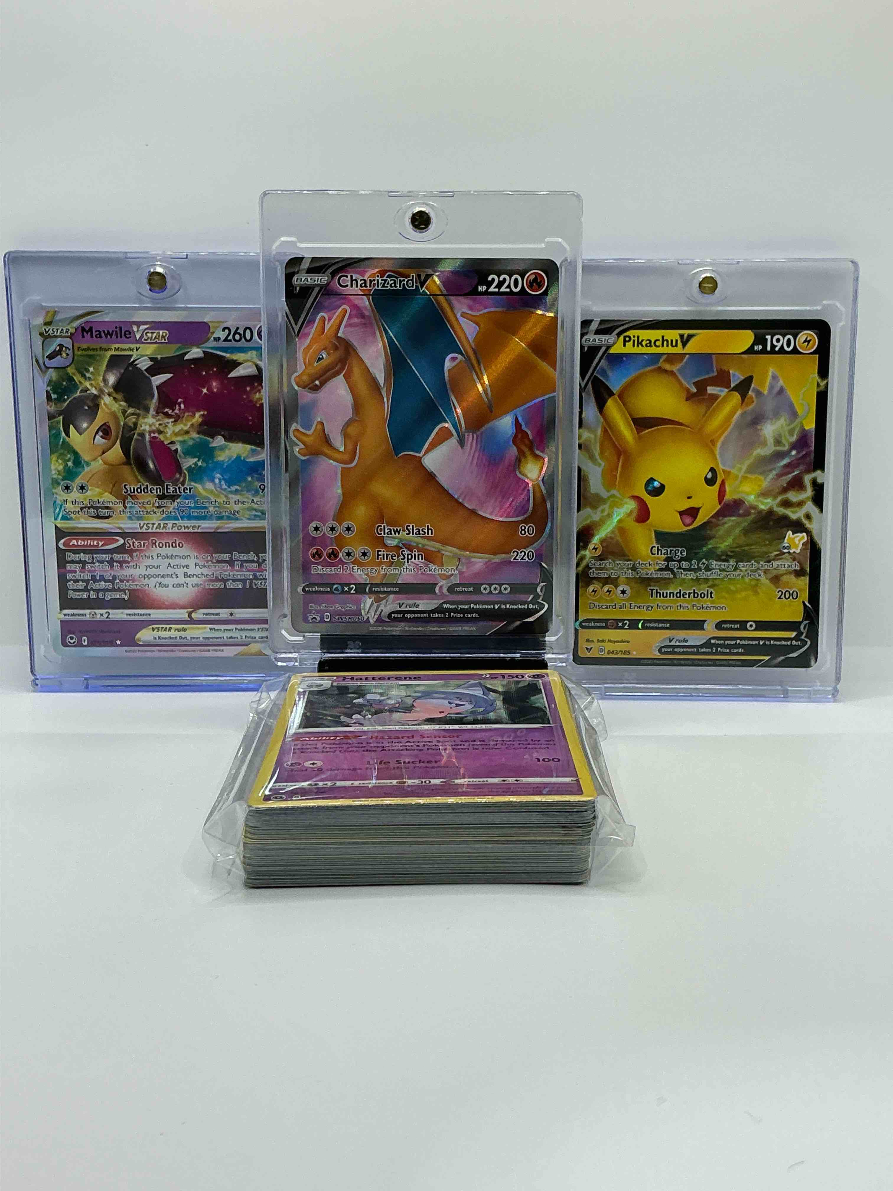 Charizard V, Pikachu V & More! Insane! Along With 50 Other Pokémon Heroes, Holos, Legends & Commons- Including Holographic Cards, Stage 2 Cards, Holos In All Forms & More! Also Includes 36 Non Holo Common/ Uncommon Basic & First Stage Cards Trainers & Energy Too! Perfect Set For Collectors & Enthusiasts!