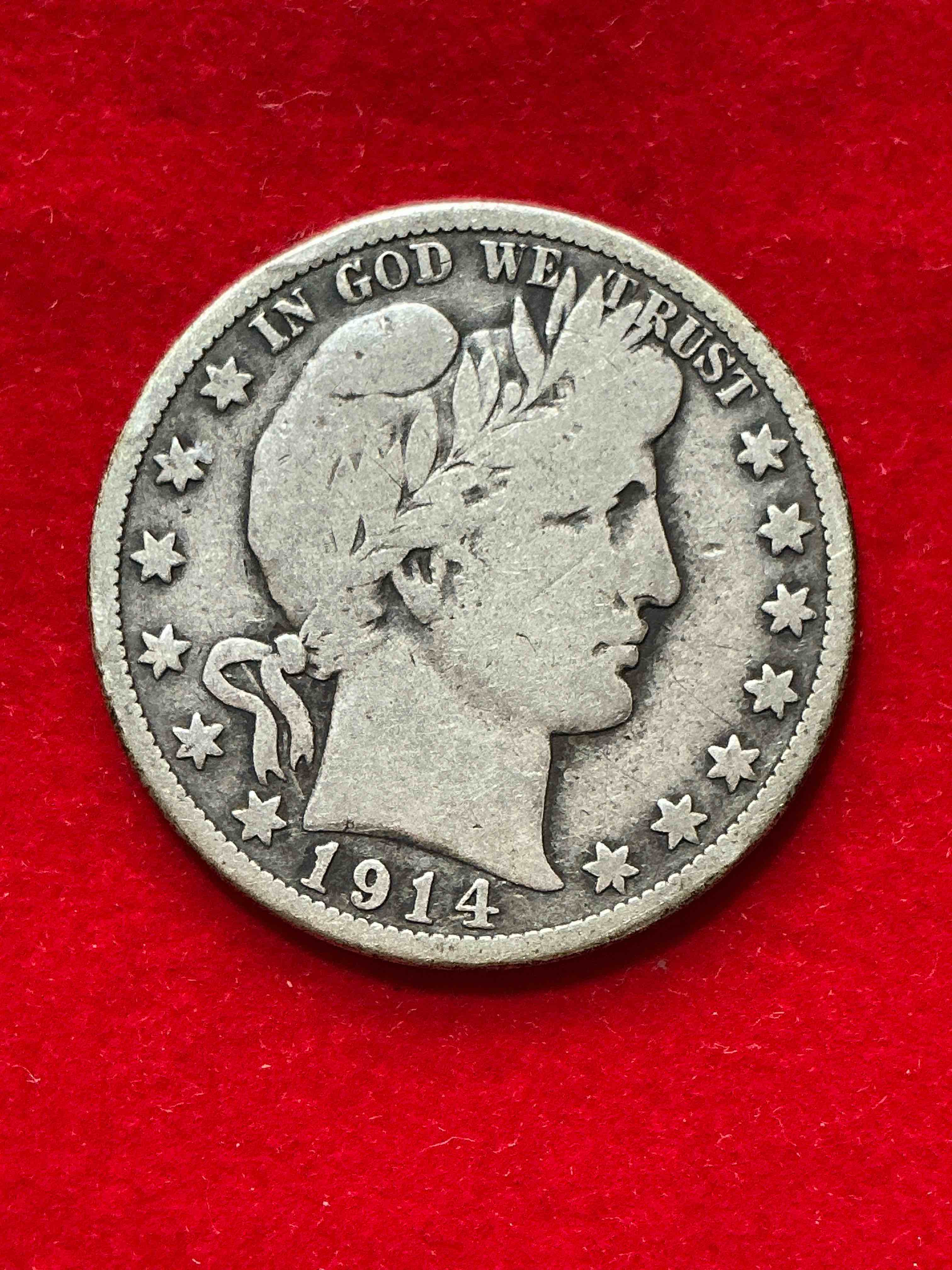 Rare US Fine Silver! Barber Half Dollar, 90% Silver! 1914 Edition! Nearly Impossible To Collect! Rare & Very Coveted By Collectors! Own A Piece Of History Great For Coin Collectors, Think Of The History These Coins Have Seen! Rare 90% Silver Barber Half Dollar!