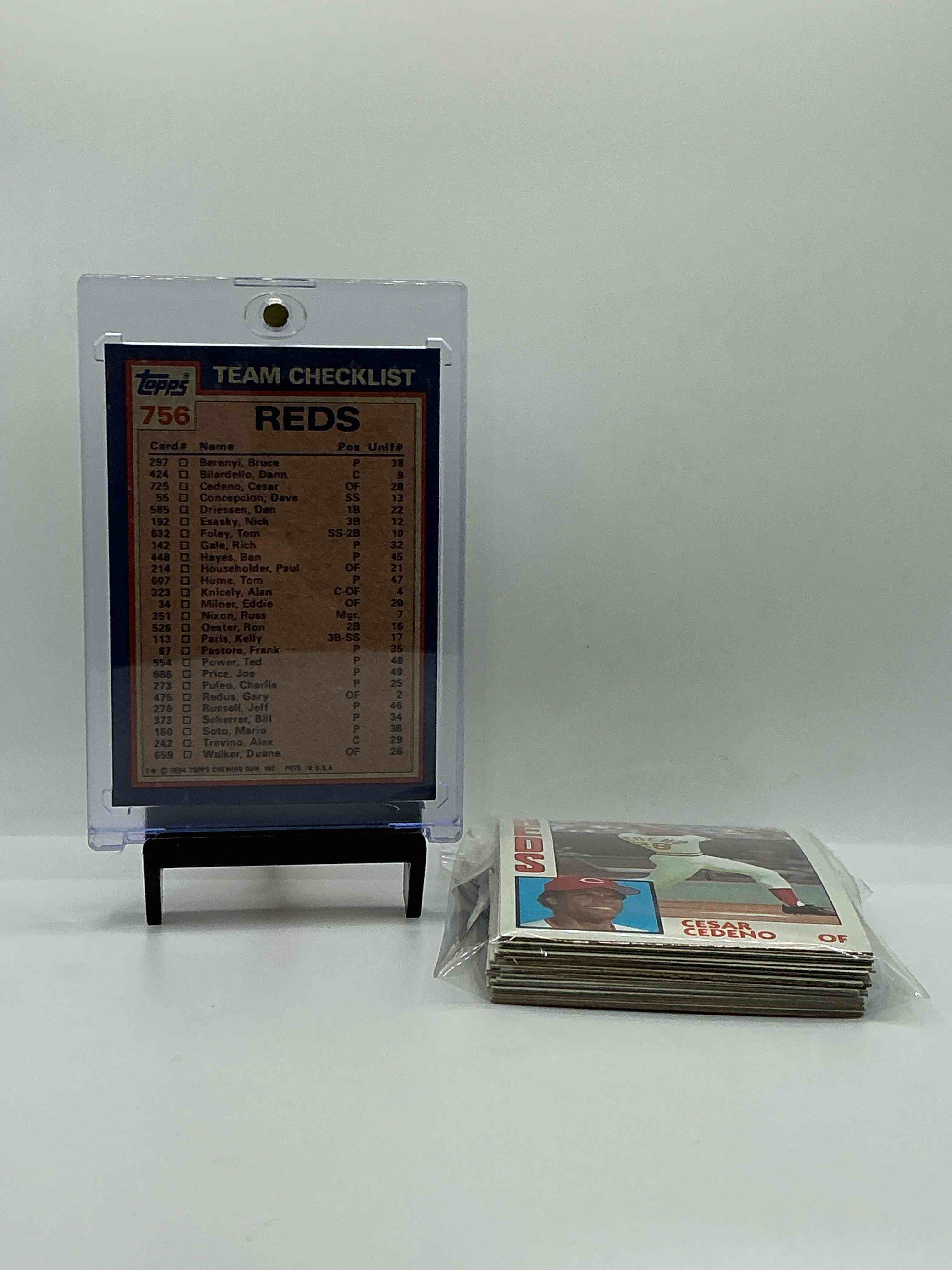 Condition photo showing New/Like New for 1984 reds team set! card reds set! dave concepcion, cesar cedeno, ron oester & more! reds fans rejoice!
