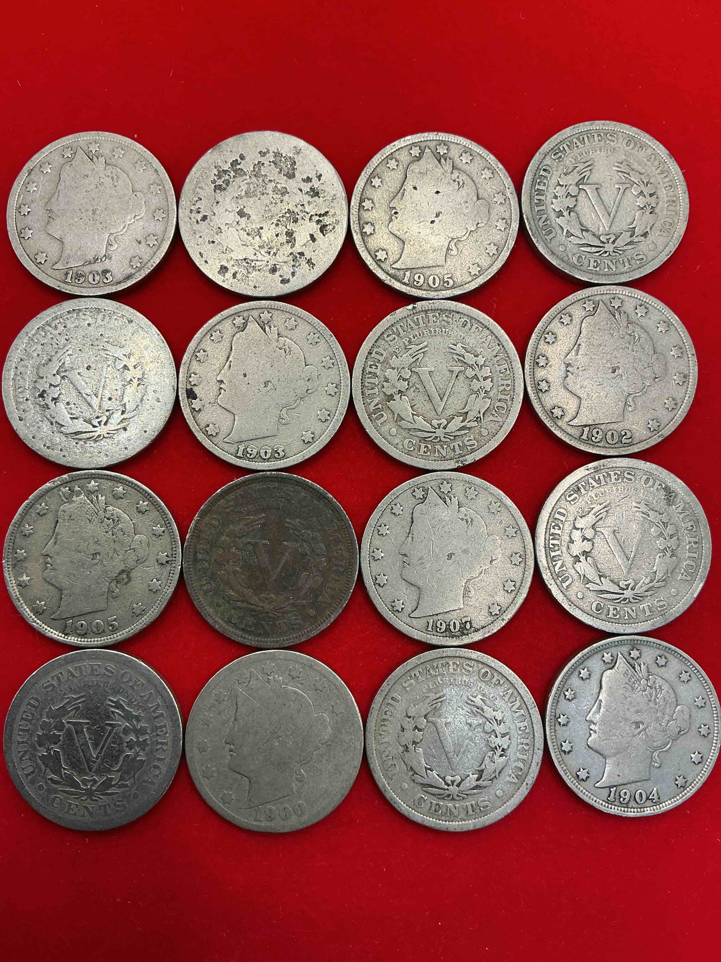 Condition photo showing Good Condition for antique u.s. v nickels! think of the history these coins have seen!, liberty head v nickels were minted up until 1913 & were the style of nickels before buffalo nickels. own some cool pieces of history! rare to see these coins with the "date on" in circulated condition!