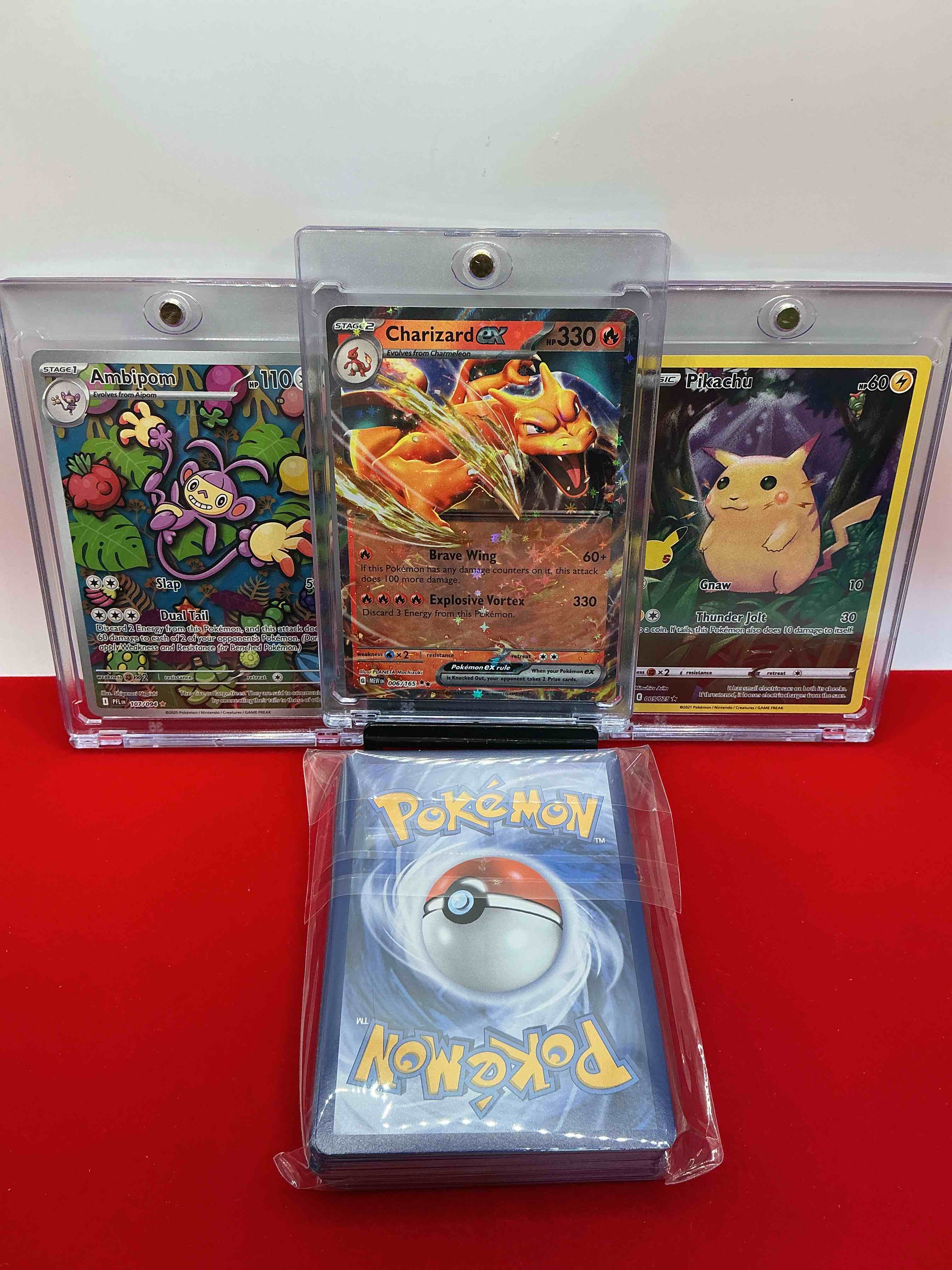 Condition photo showing New/Like New for pokémon palooza! charizard ex! ambipon (rare full art)! pikachu! along with 50 other pokémon heroes, holos, legends & commons- including holographic cards, stage 2 cards, holos in all forms & more! also includes 36 non holo common/ uncommon basic & first stage cards trainers & energy too! perfect set for collectors & enthusiasts!