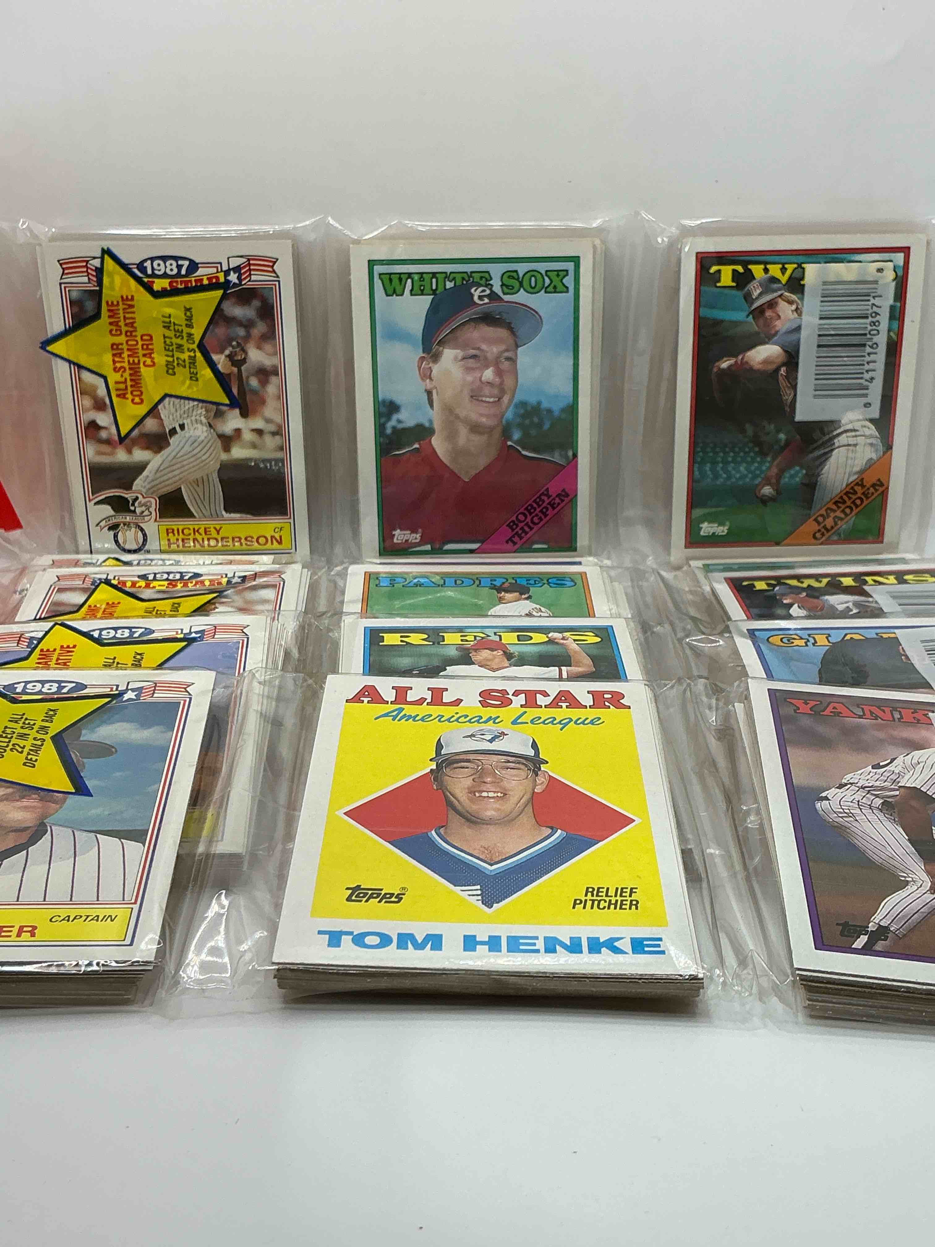 Condition photo showing New/Like New for rare rack packs! 80's baseball fan's rejoice! 1988 topps baseball unopened rack packs full of collectible trading cards! search for valuable don mattingly "world of baseball" & nolan ryan cards worth hundreds in perfect condition!