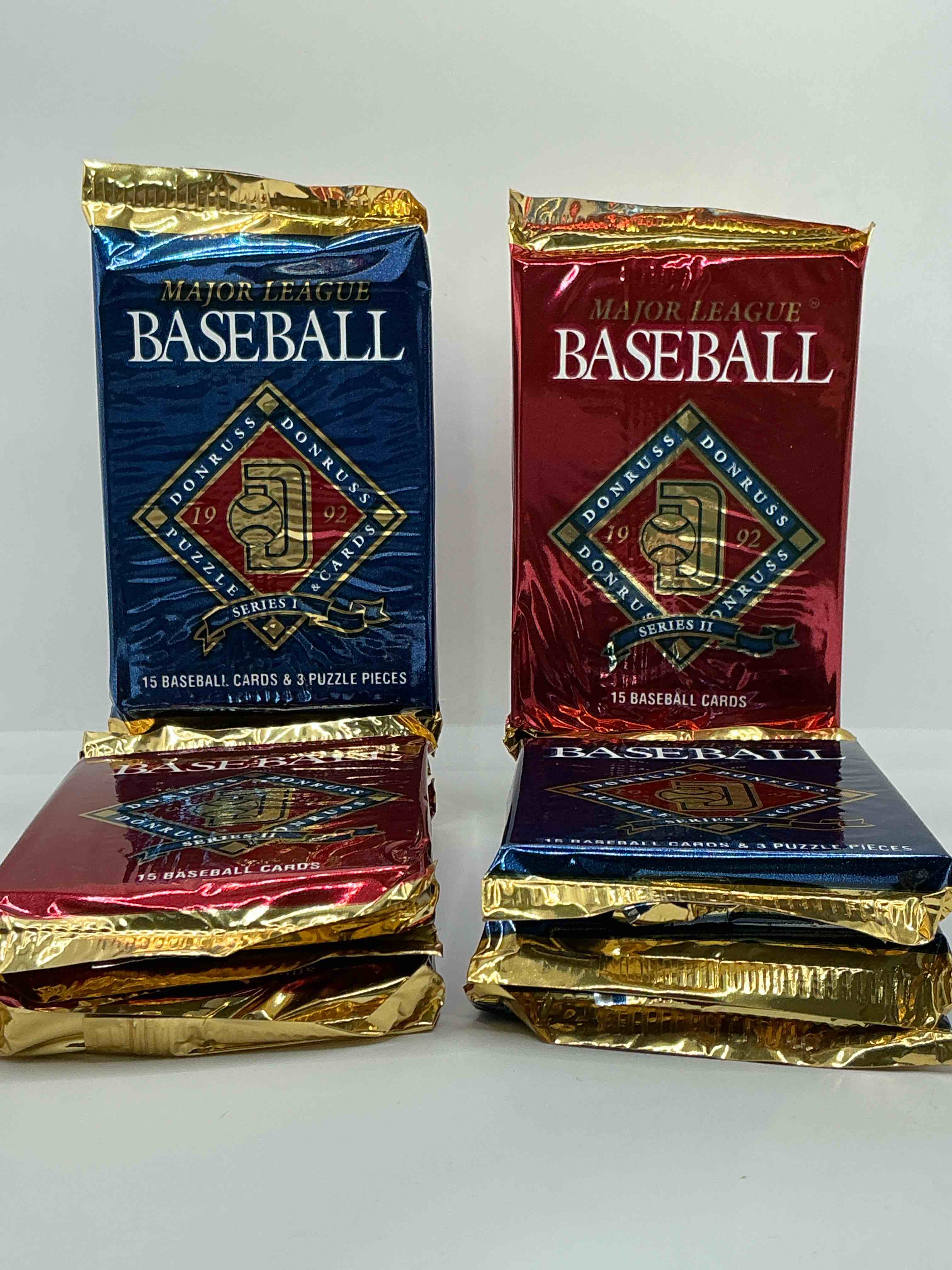 Condition photo showing New/Like New for 1992 donruss baseball series 1 and 2 unopened sealed sports card pack, direct from original sealed retail case! search for valuable cards from ricky henderson & nolan ryan & so much more! also, search for 1 of 5000 personally autographed cal ripken jr. cards randomly inserted!