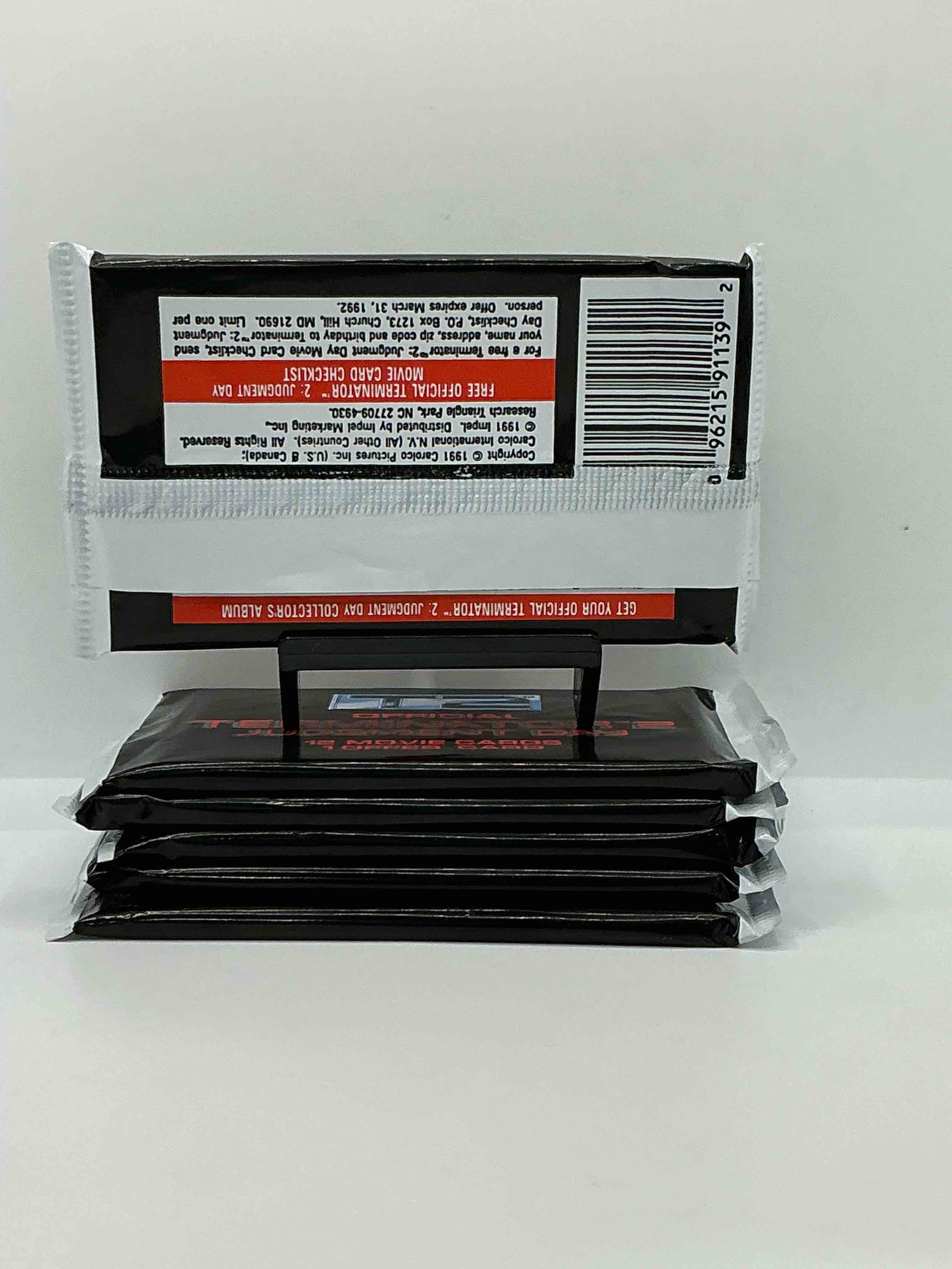 Condition photo showing New/Like New for terminator 2 packs! direct from box unopened 1991 terminator 2 movie card packs, 12 cards per pack! pack galore! check out these rare movie cards from 1991!