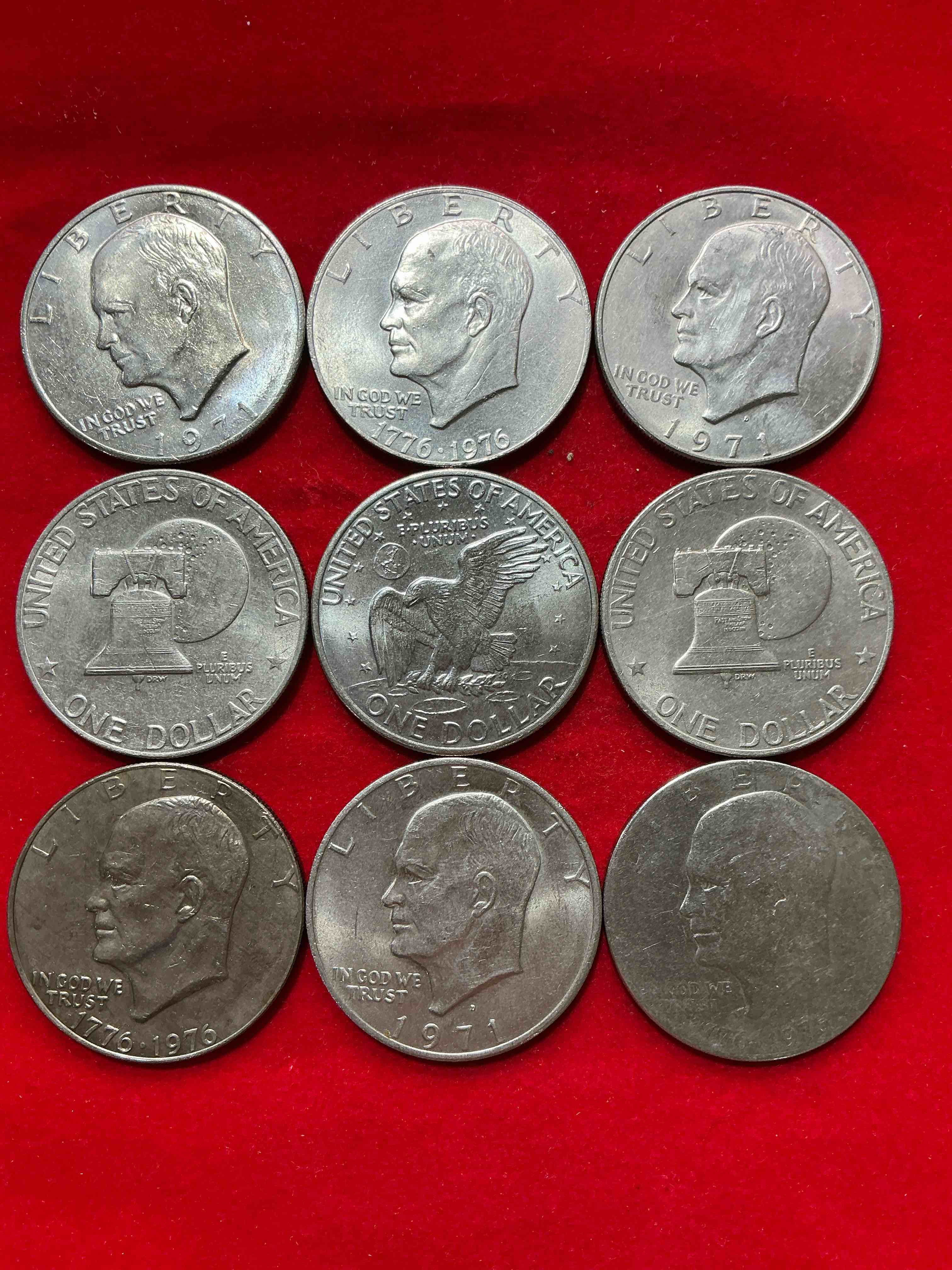 gorgeous eisenhower dollars! here are circulated “ike” dollars! up for auction are ike one dollar coins from different years! awesome ike dollars! even includes rare bicentennial 1976 edition