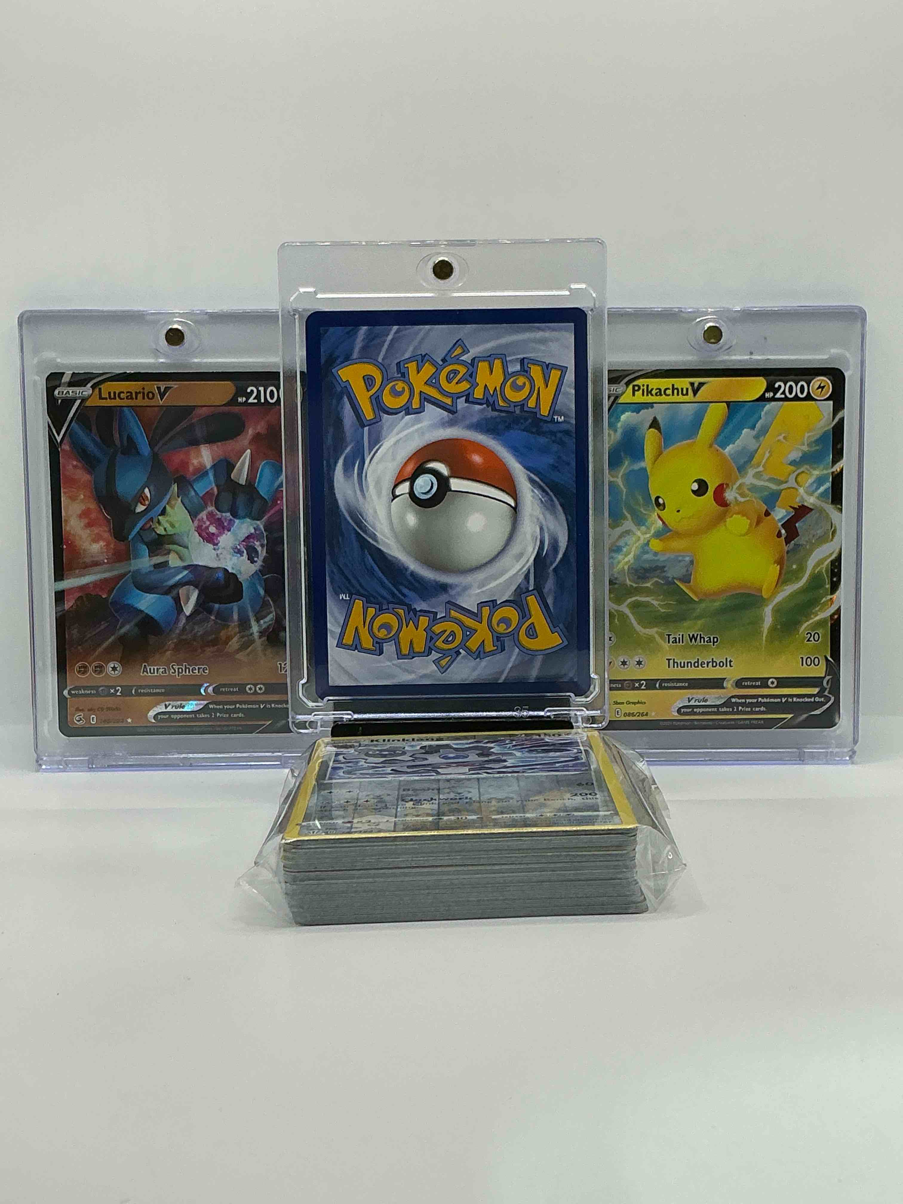 Condition photo showing New/Like New for charizard v, lucario v & piakchu v! pokémon palooza! along with 50 other pokémon heroes, holos, legends & commons- including holographic cards, stage 2 cards, holos in all forms & more! also includes 36 non holo common/ uncommon basic & first stage cards trainers & energy too! perfect set for collectors & enthusiasts!