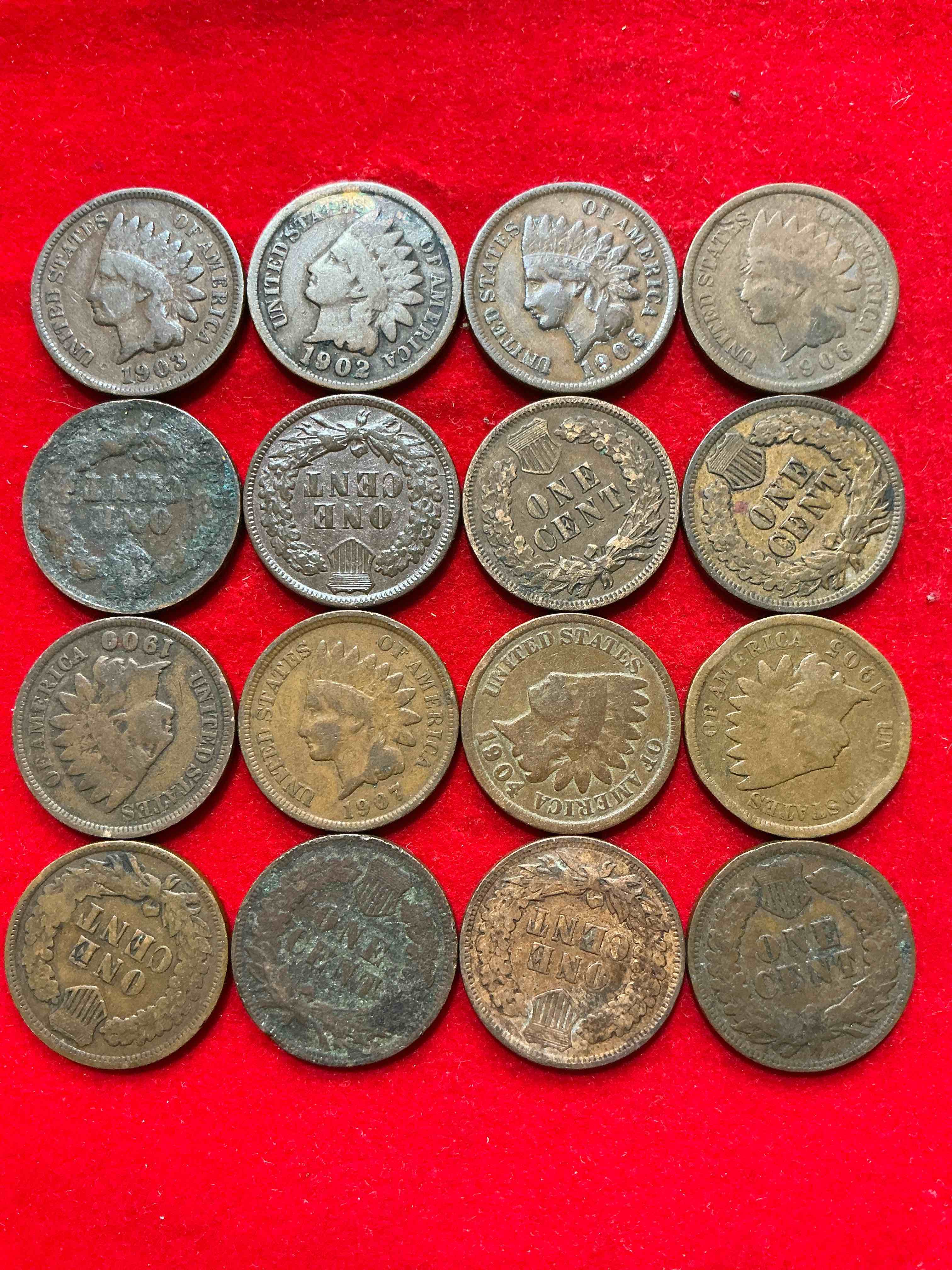Condition photo showing Good Condition for indian head pennies! these gorgeous u.s. pennies were minted from 1859-1909 & have become serious collector items! the "indian head" design is actually a representation of lady liberty wearing an indian headdress. here are beautiful, well-kept examples representing many different mint years! great for collecting, investing & learning history, & rare with visible dates!