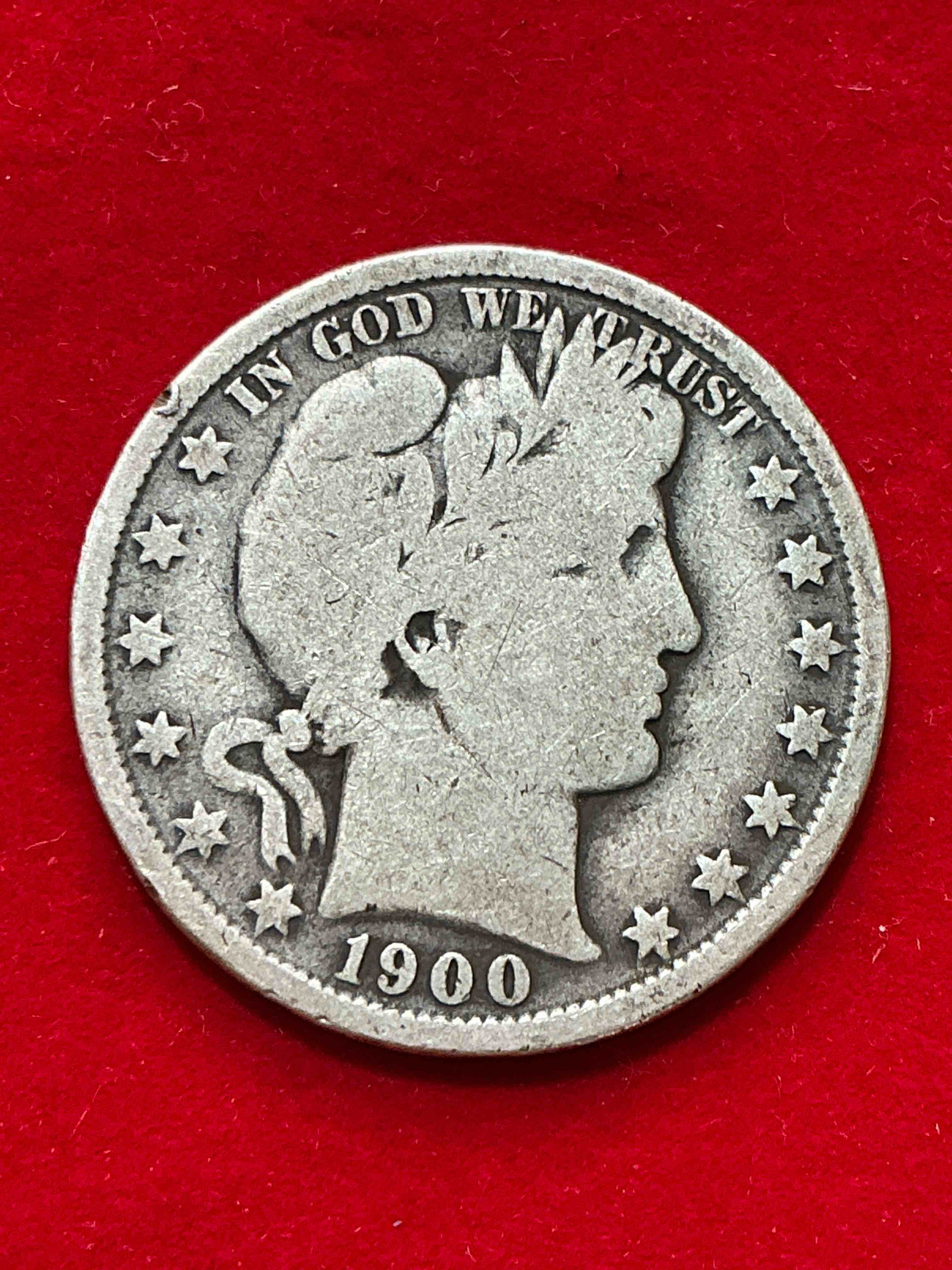 rare us fine silver! barber half dollar, 90% silver! 1900 edition! nearly impossible to collect! rare & very coveted by collectors! own a piece of history great for coin collectors, think of the history these coins have seen! rare 90% silver barber half dollar!