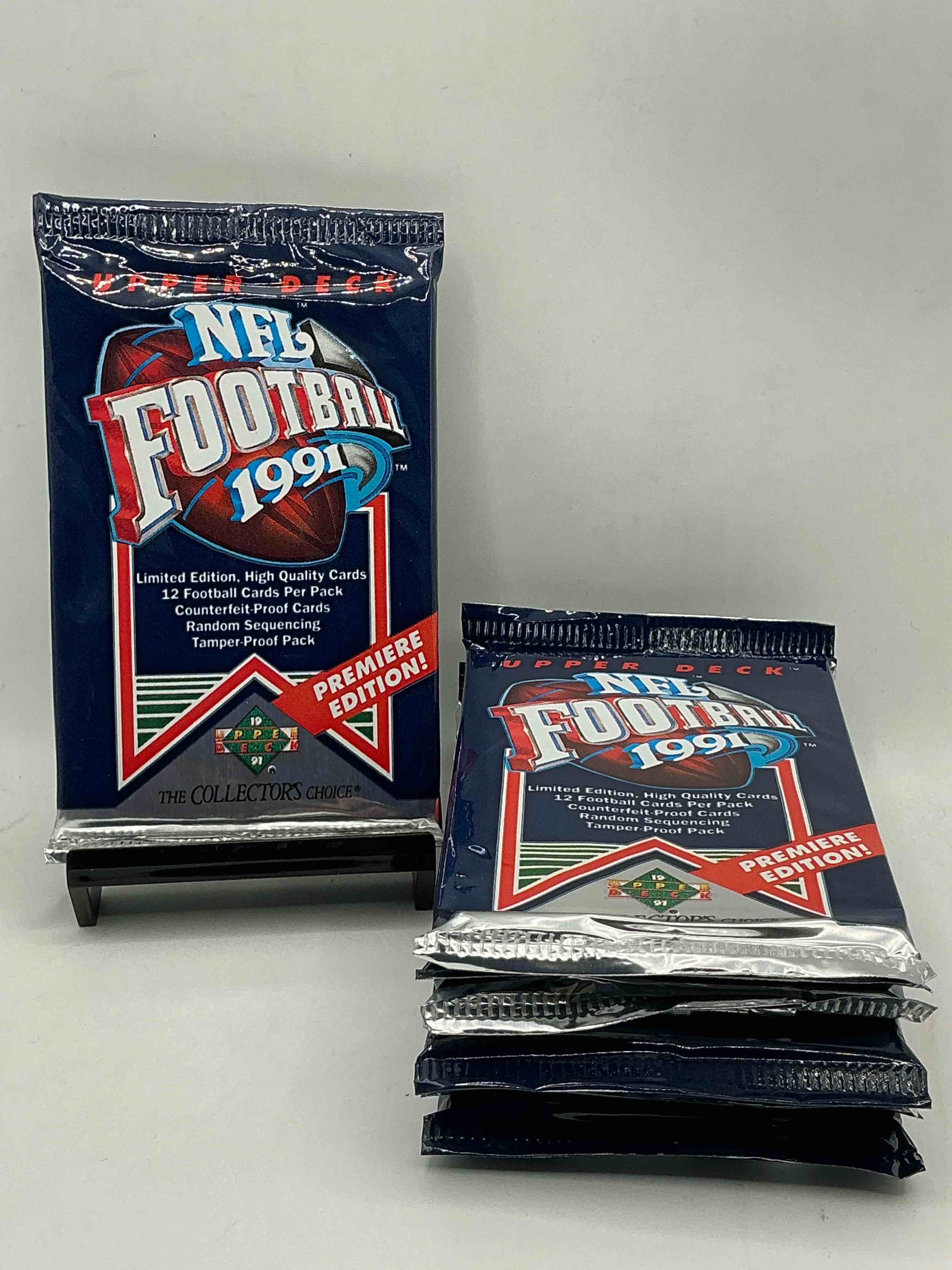 rare & vintage! 1991 upper deck premier edition unopened nfl football packs! direct from original box! brett favre rookie year! search for brett favre rookie & other 80s stars!