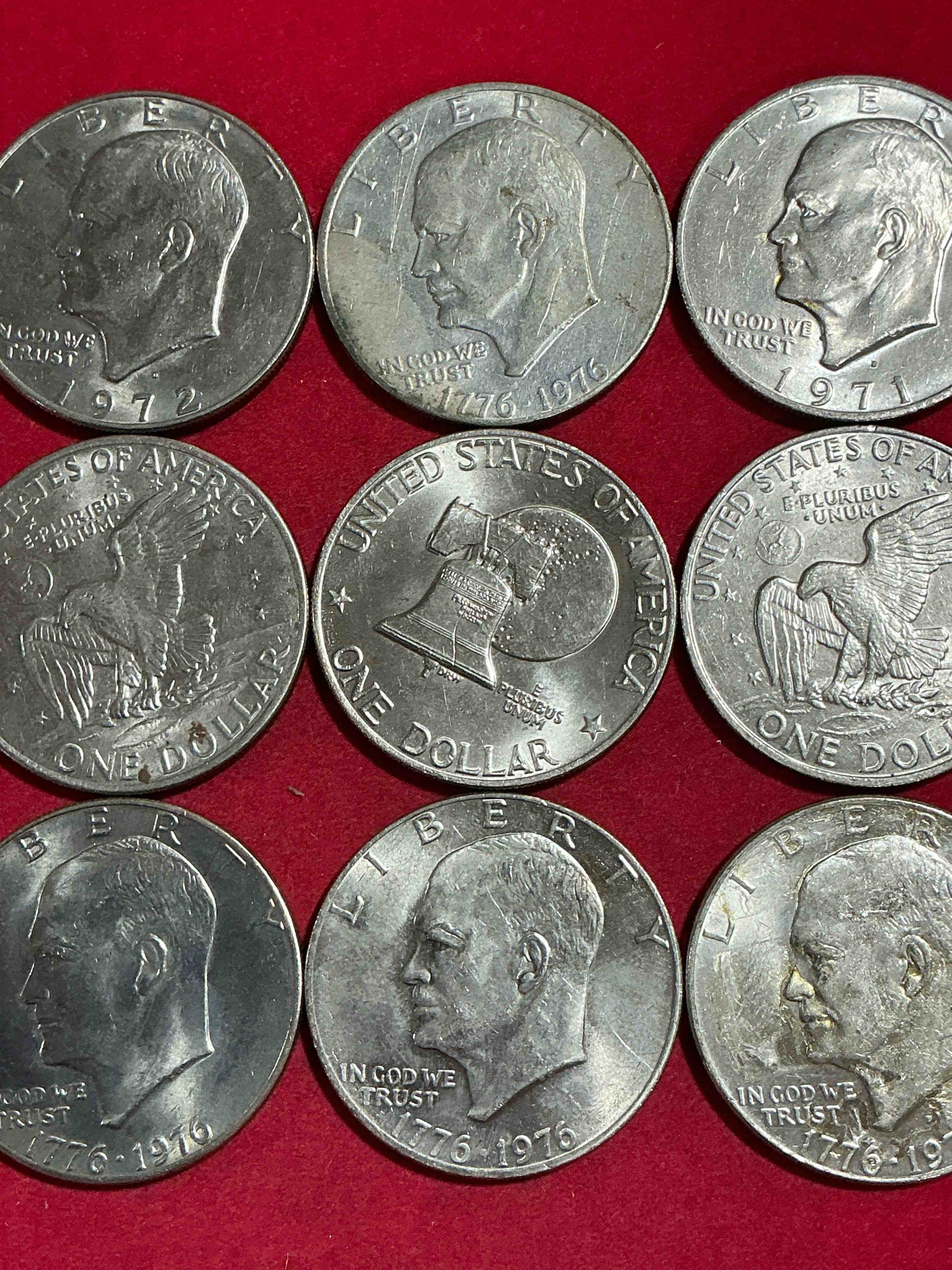 gorgeous eisenhower dollars! here are circulated “ike” dollars! up for auction are ike one dollar coins from different years! awesome ike dollars! even includes rare bicentennial 1976 edition