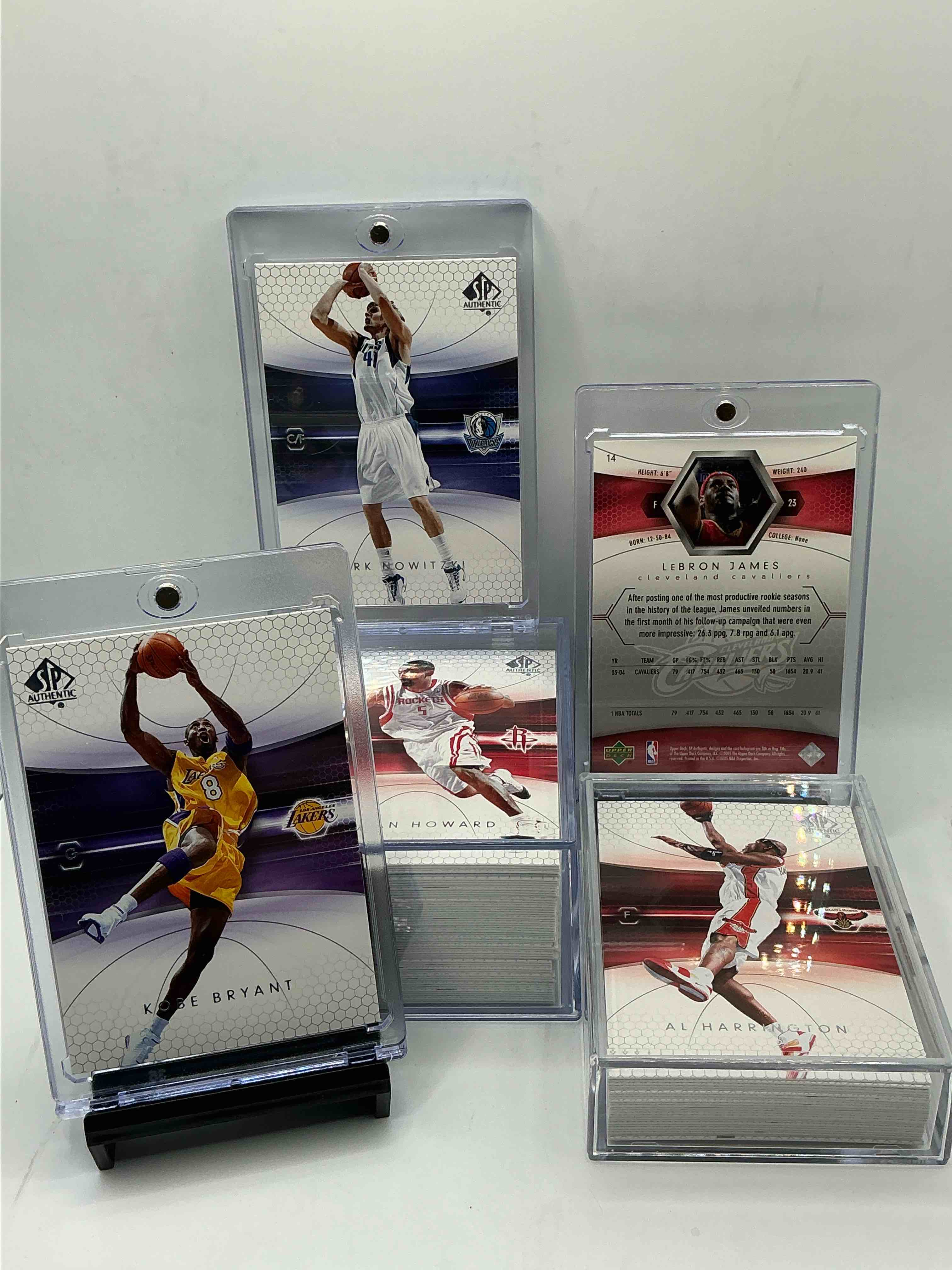 Condition photo showing New/Like New for kobe & lebron! basketball insanity! 2005 sp authentic complete 90 card veterans collection! includes some absolute legends! james, bryant, ming, anthony, nowitzki, duncan, iverson, chamberlain & more! some of the legends of the game! 90 cards, all legends & heroes! kobe, bron, jordan & more… all in one place! basketball insanity! get it before it’s gone!