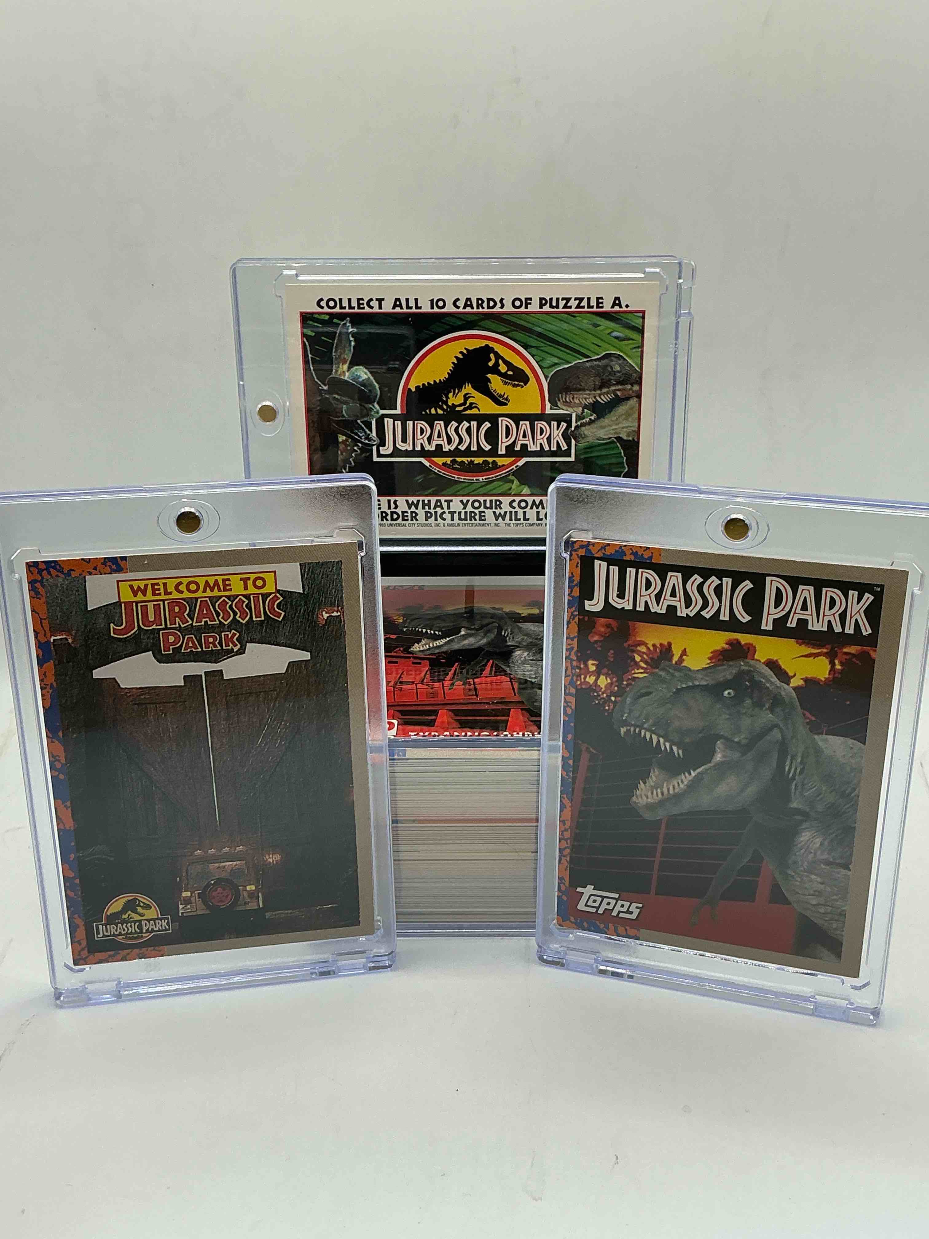 Condition photo showing New/Like New for 1993 dinosaur history! complete, authentic, original jurassic park movie card & sticker set, excellent condition! own a piece of spielberg’s masterpiece! a serious pop culture collector item & very rare & hard to find with all 88 cards & 11 stickers!