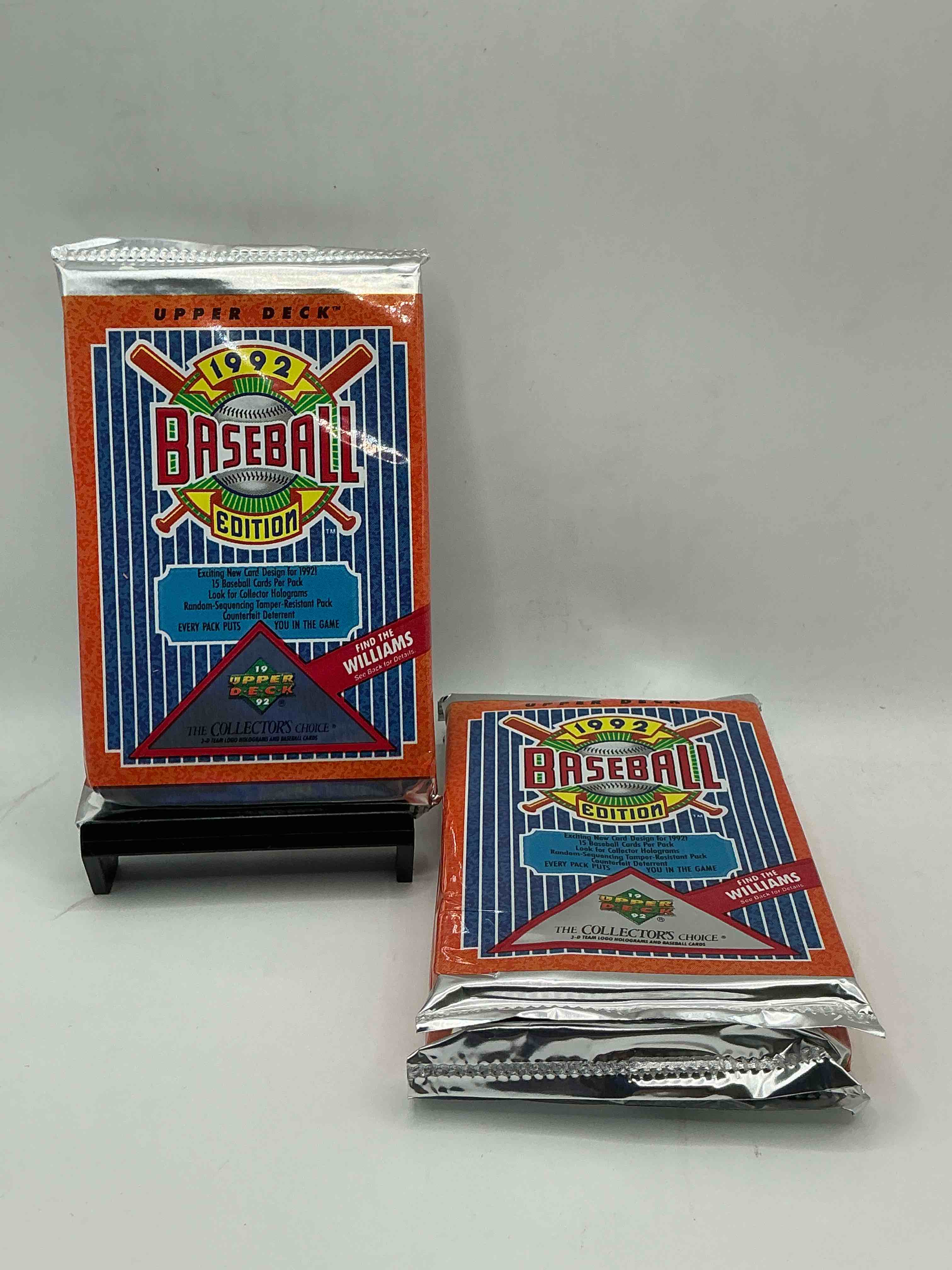 find the williams! 1992 edition upper deck baseball cards! direct from original retail case! an uncommon find for sure! search for rookie cards from pedro martinez, manny ramirez & so much more! awesome, uncommon sports memorabilia!
