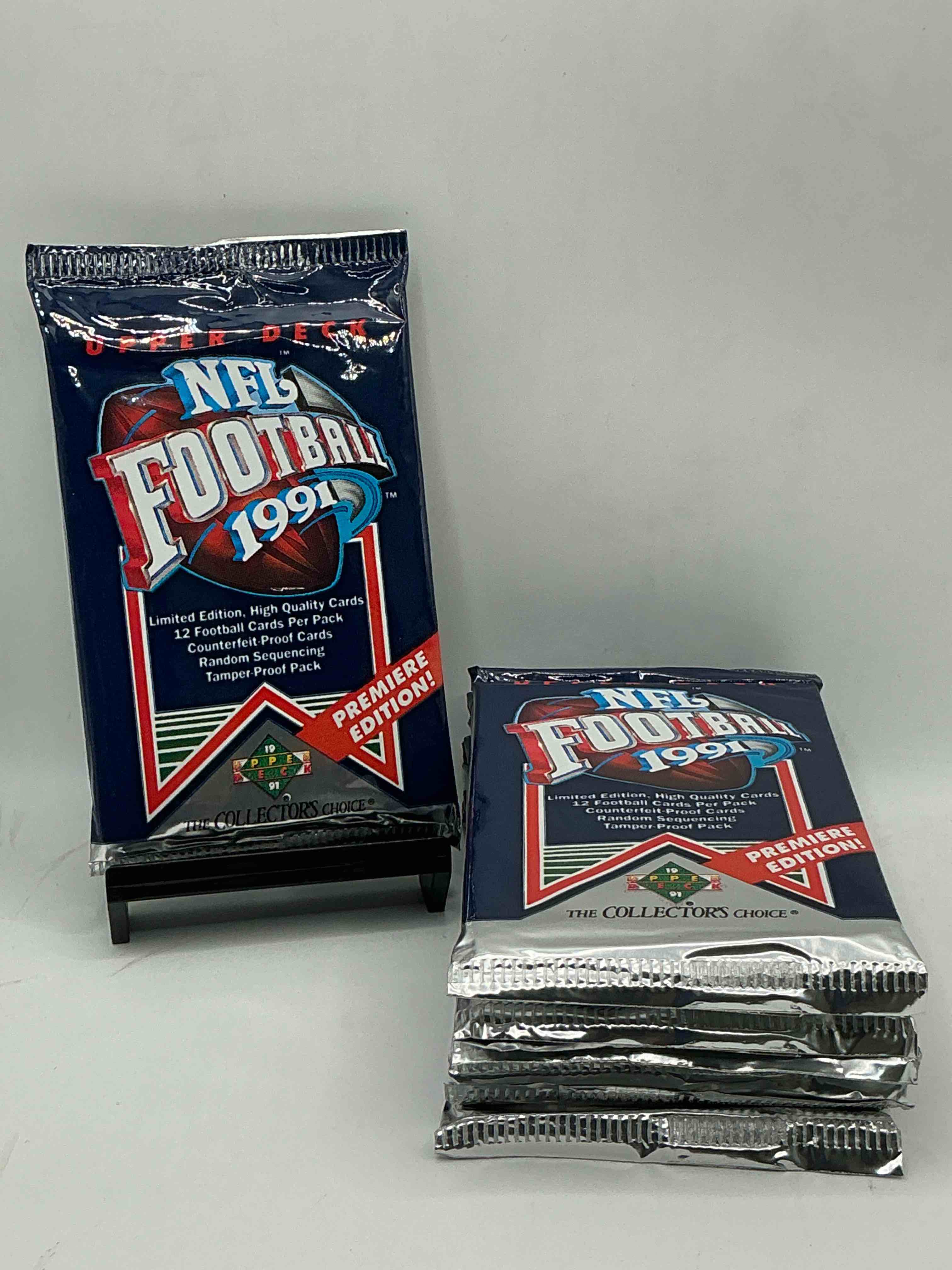 rare & vintage! 1991 upper deck premier edition unopened nfl football packs! direct from original box! brett favre rookie year! search for brett favre rookie & other 80s stars!