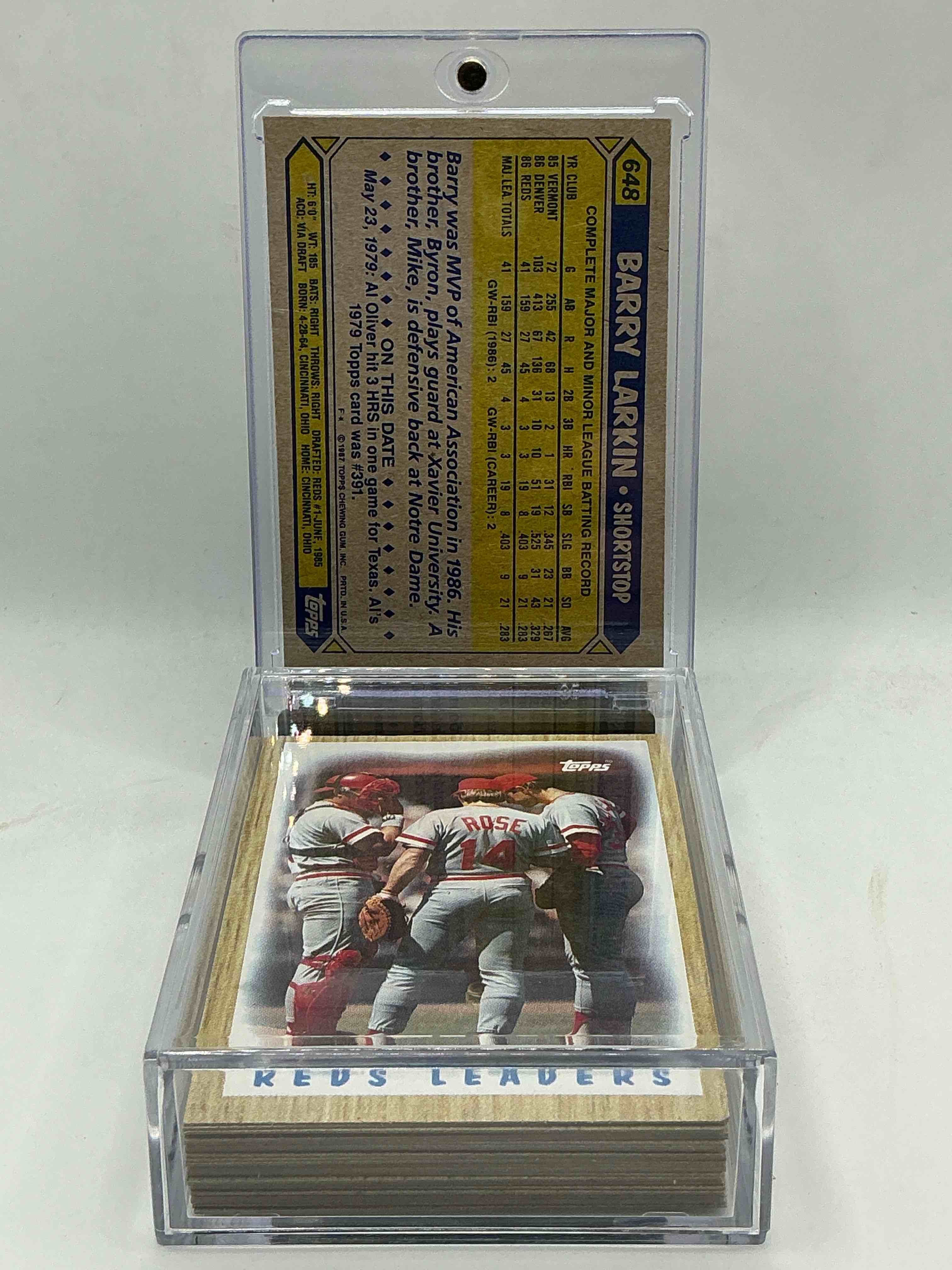 Condition photo showing New/Like New for 1987 reds topps baseball team set! vintage reds lot! barry larkin, eric davis, pete rose & more! 80’s baseball history… cincinnati reds!