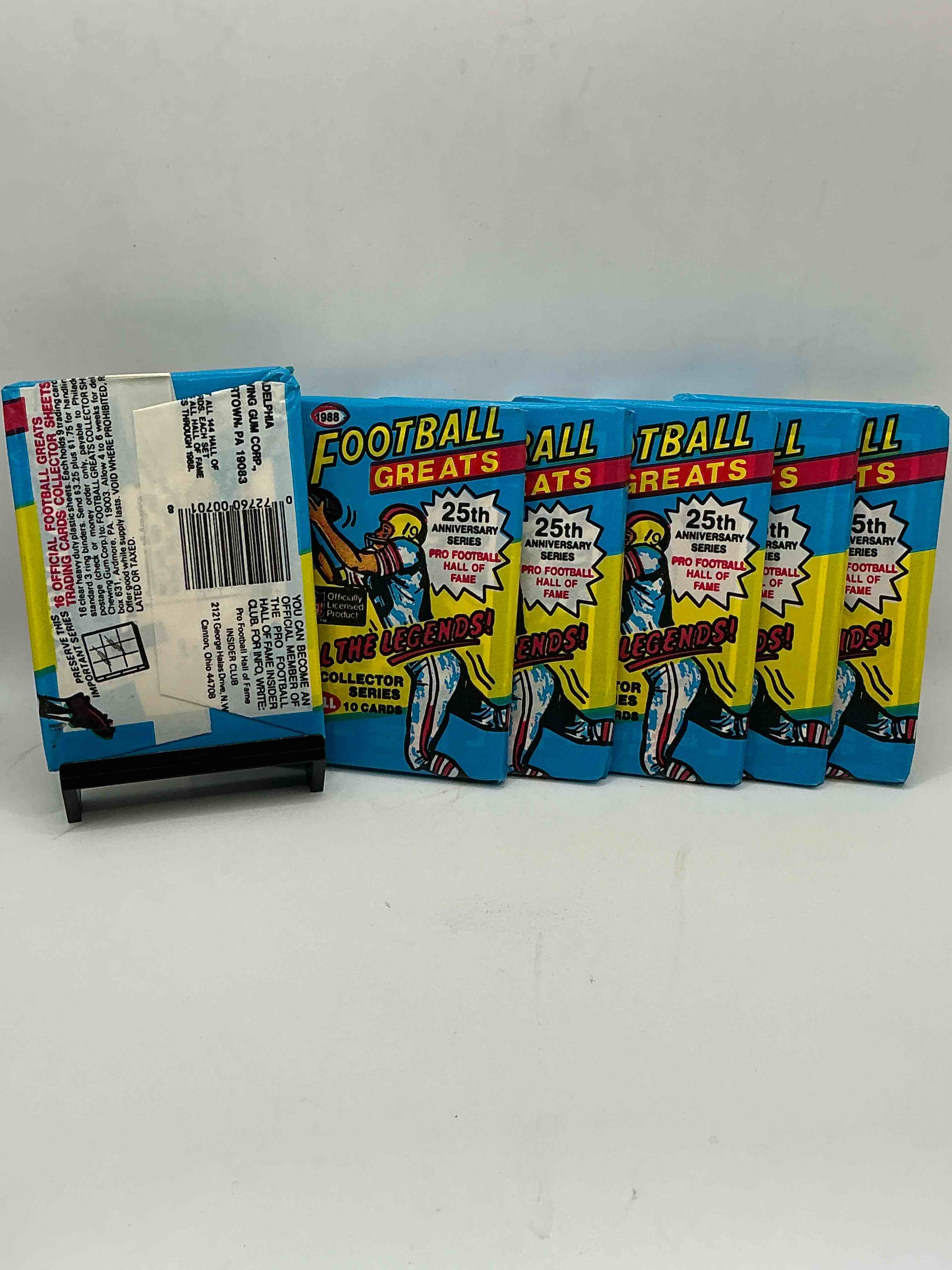 Condition photo showing New/Like New for jim brown!? roger staubach!? joe namath & more! 1988 swell football greats! the players & legends you could pull from these packs are insane! oj simpson, dick butkus & more potential cards & players you could pull! wow!