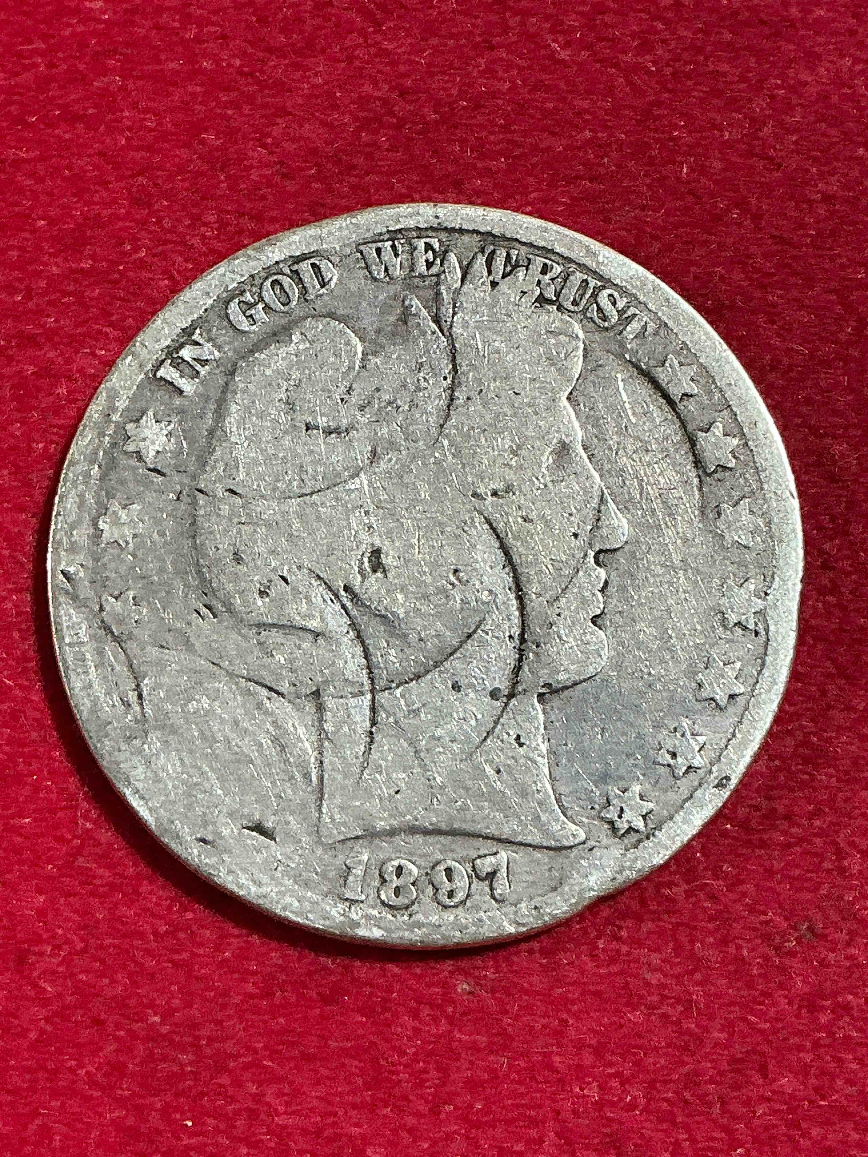 rare us fine 1800’s silver! barber half dollar, 90% silver! 1897 edition! nearly impossible to collect! rare & very coveted by collectors! own a piece of history great for coin collectors, think of the history these coins have seen! rare 90% silver barber half dollar!