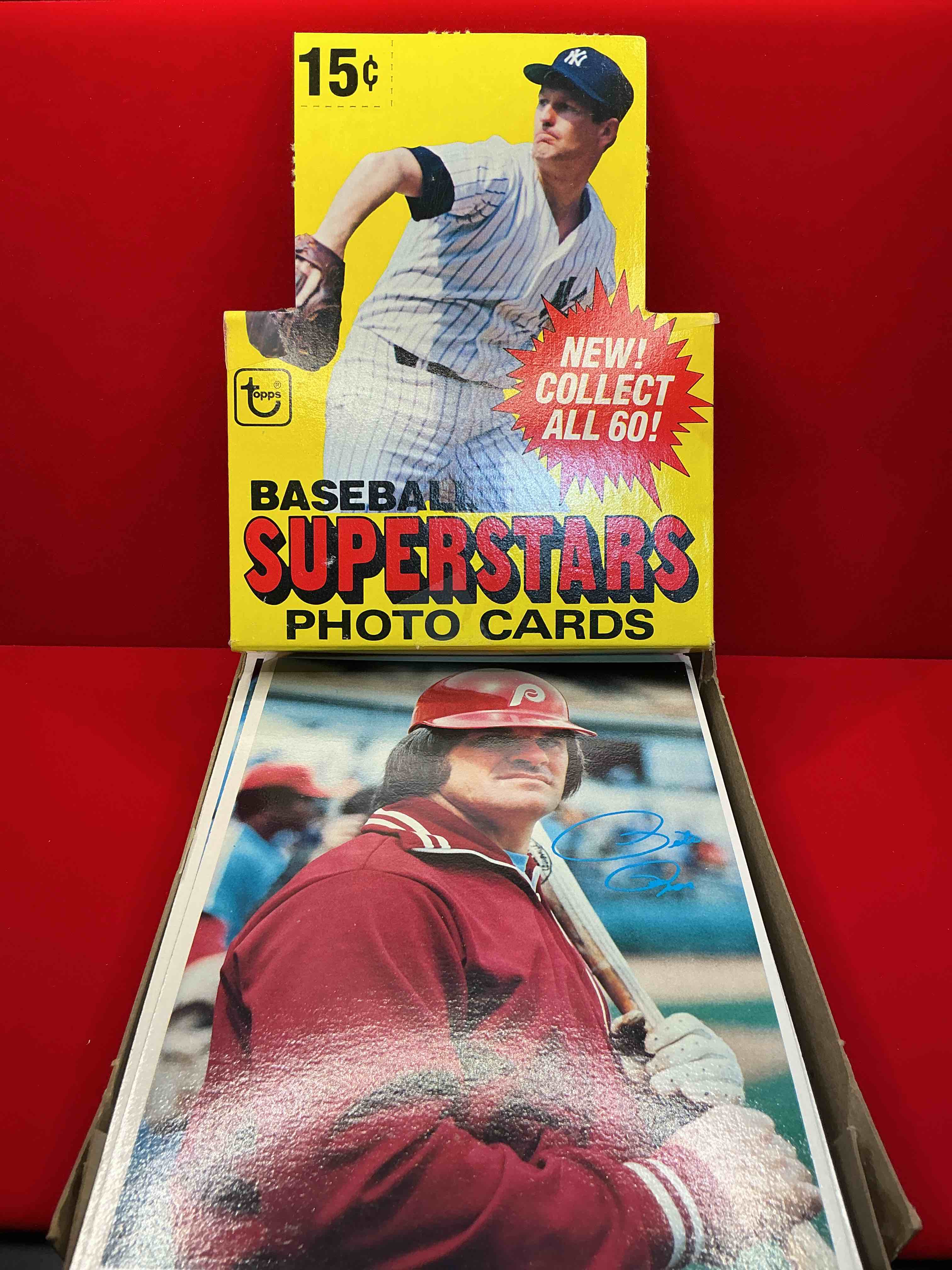 Condition photo showing New/Like New for 1980’s topps baseball superstars! awesome jumbo picture cards include legends like nolan ryan! pete rose! george brett! reggie jackson!! mike schmidt! & more! grab a piece of historical baseball in this 48 card set!