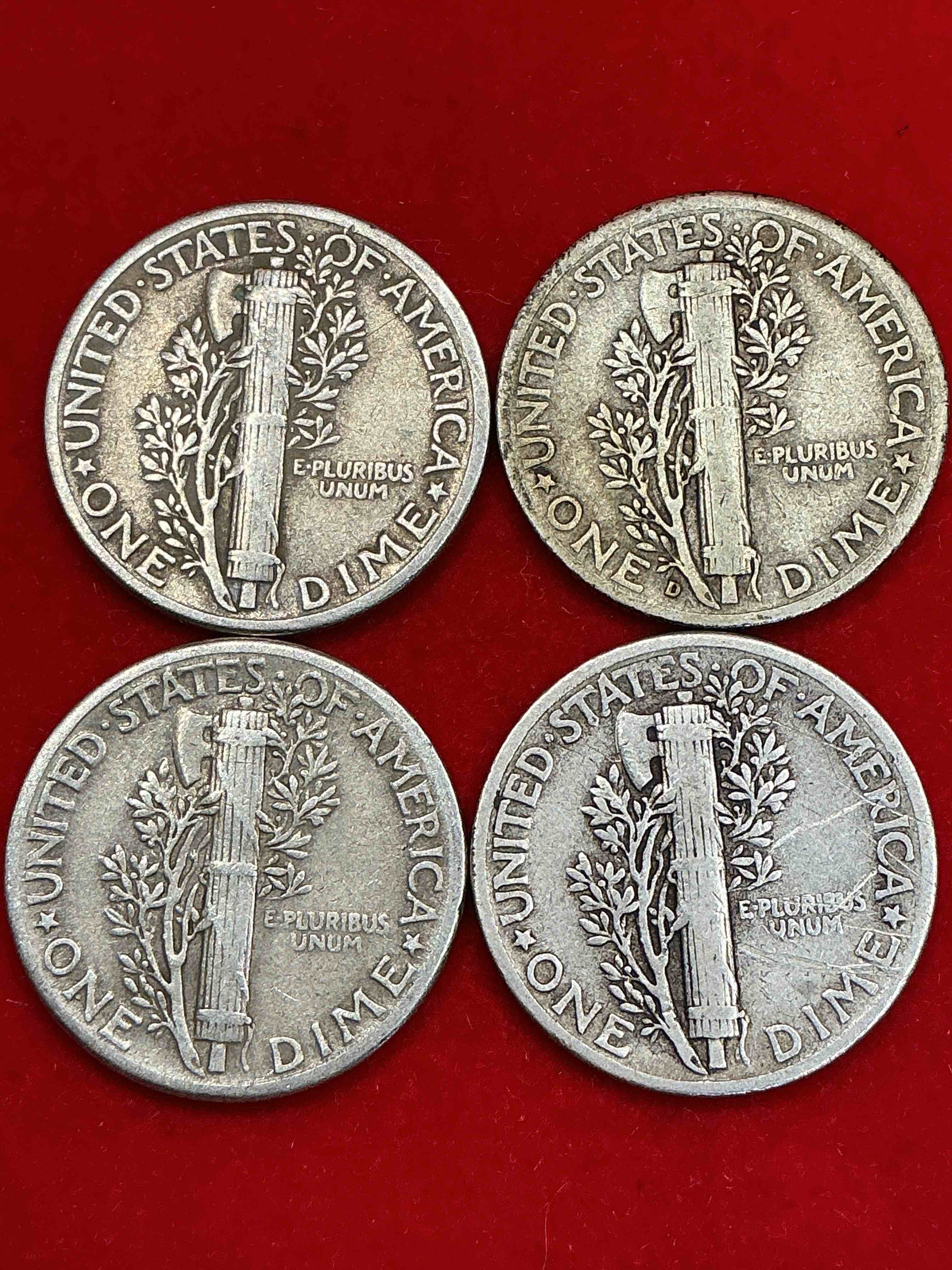 Condition photo showing Good Condition for antique u.s. pure fine silver mercury dimes! silver mercury dimes were minted from 1916-1945 & have become serious collector items! check out these awesome examples, all in nice, circulated condition with visible dates & varying years! rare to have visible dates! makes for a great investment in precious metals, mercury dimes are 90% pure fine silver! they don't make em' like this anymore!