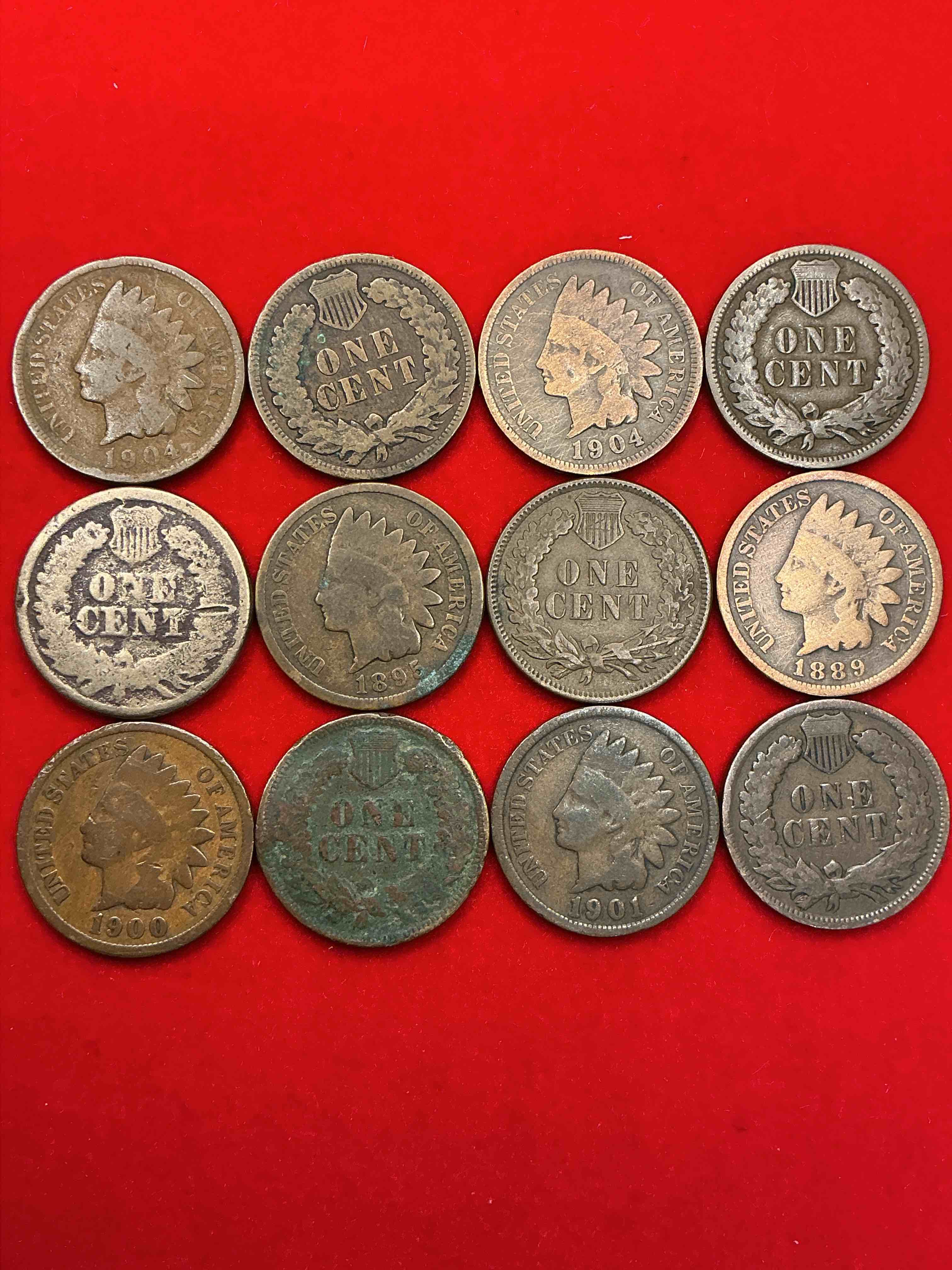 Condition photo showing Good Condition for indian head pennies! these gorgeous u.s. pennies were minted from 1859-1909 & have become serious collector items! the "indian head" design is actually a representation of lady liberty wearing an indian headdress. here are beautiful, well-kept examples representing many different mint years! great for collecting, investing & learning history, & rare with visible dates!