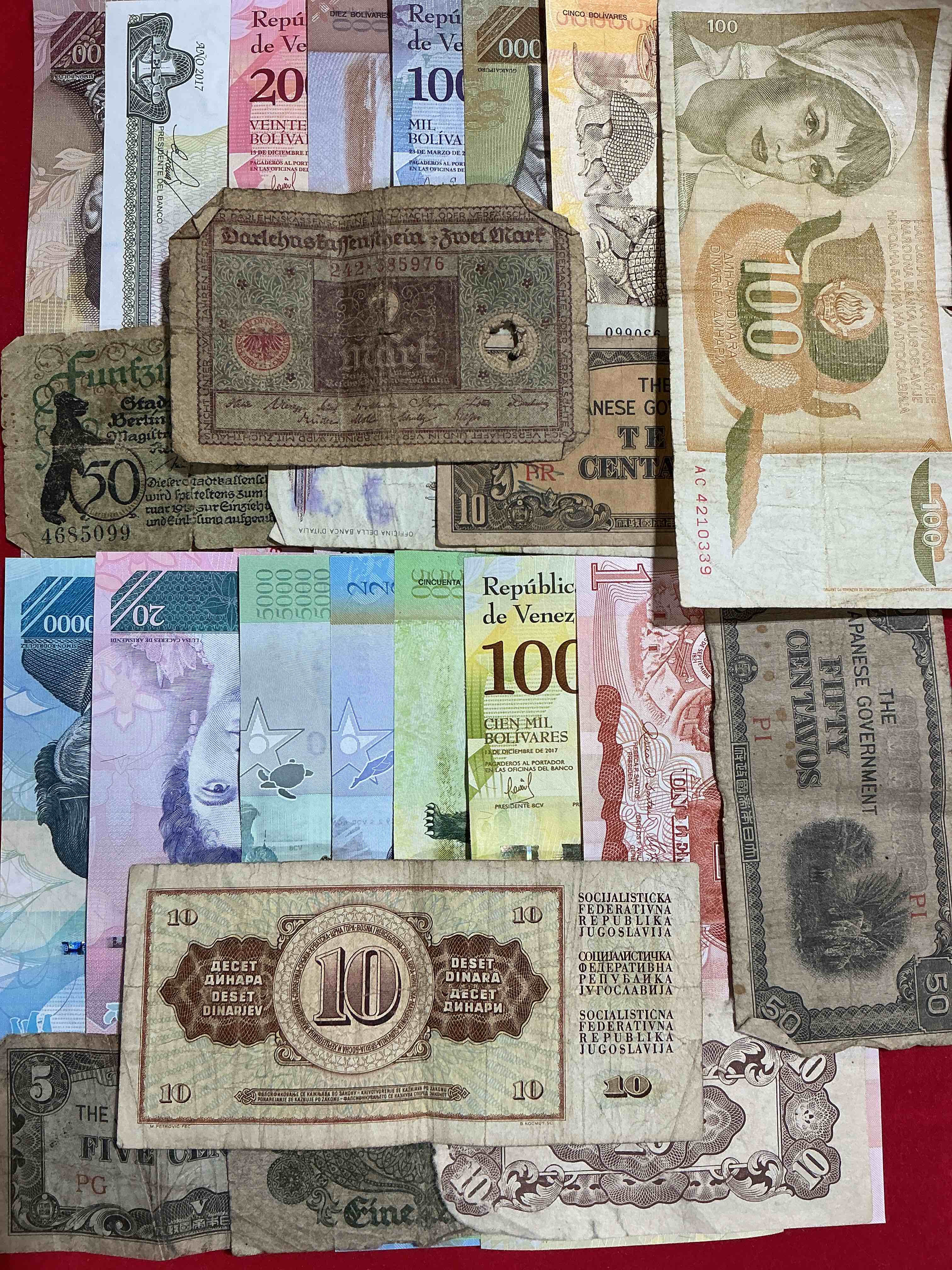 Condition photo showing Good Condition for modern & antique paper money! vintage & antique! paper money from across the world- all different shapes & sizes from all kinds of crazy places! own currency from the corners of the world! wow!