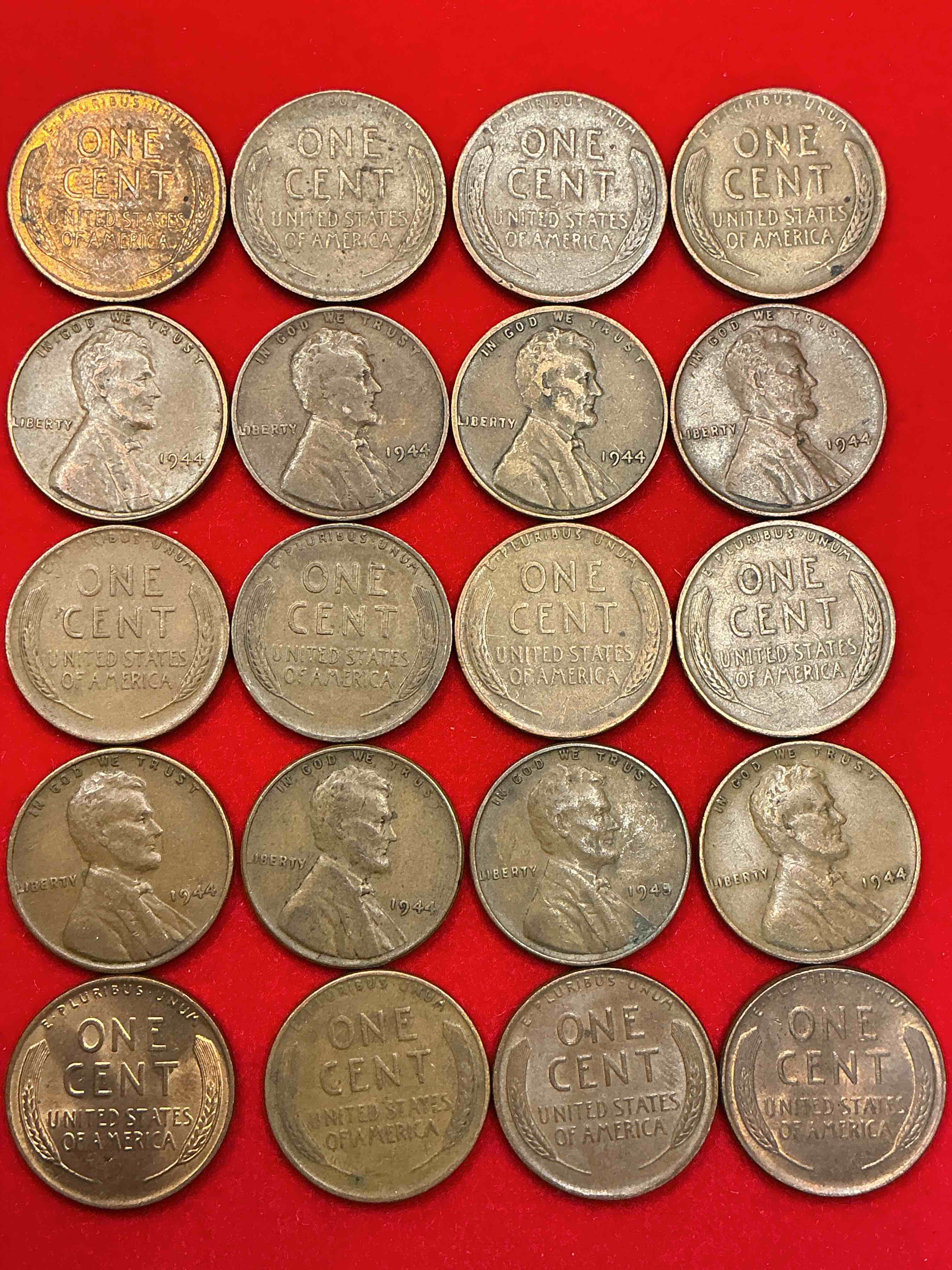 Condition photo showing Good Condition for 1944 calling world war 2 buffs!  1944 d-day era wheat pennies!  d-day was june 6th, 1944 & was one of the most significant battles of wwii! own pieces of this era with these genuine 1944 wheat pennies in nice condition!  