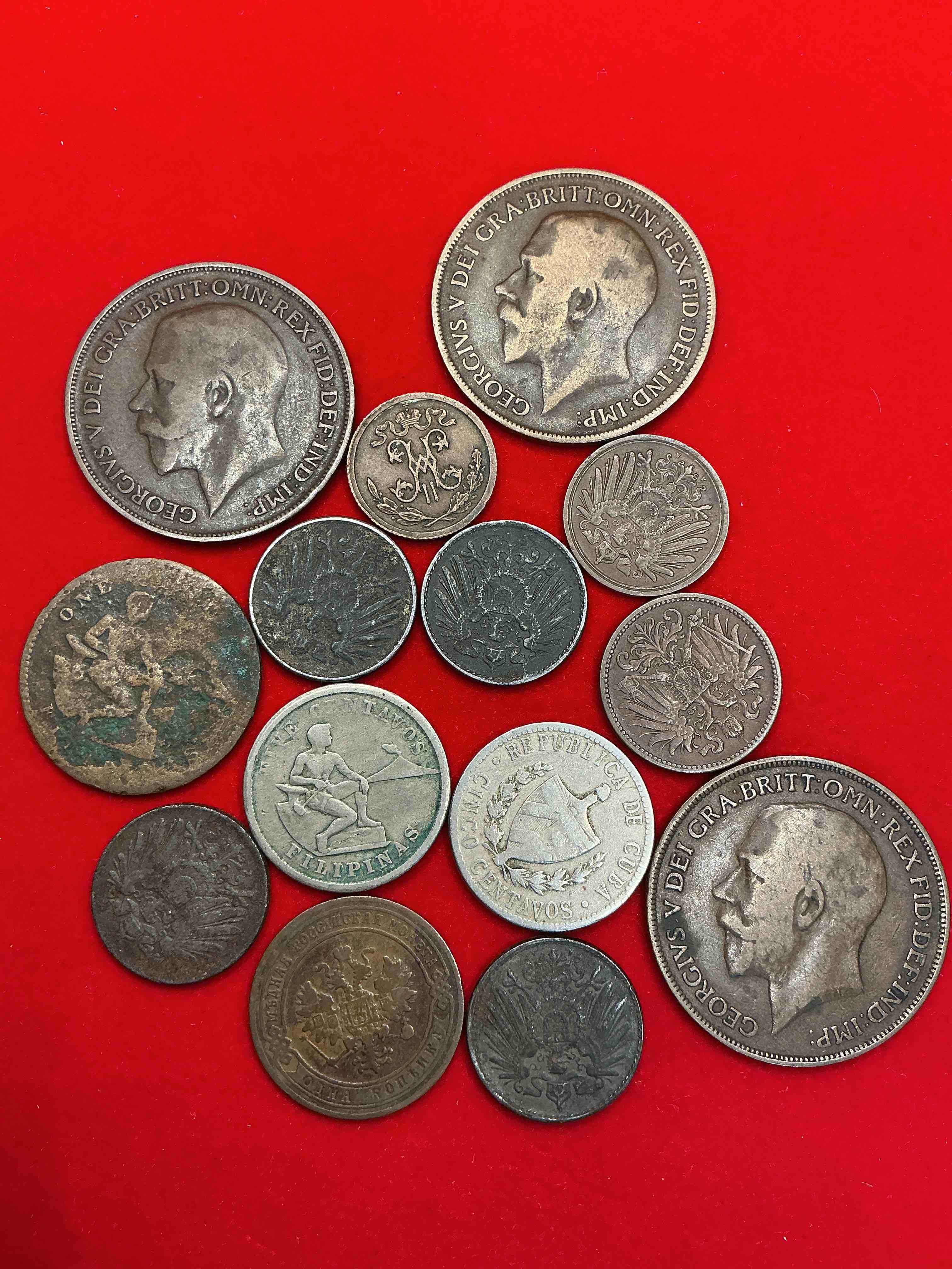 Condition photo showing Good Condition for world war one coin collection, rare! wwi buffs rejoice! unique collection of ww1 era coins from around the world, to include many of the main countries in the world war one theater of war. these coins are exceptional, very old, & seriously hard to collect! a great way to start or add to a coin collection of this era. own some very rare pieces of history with historical significance!