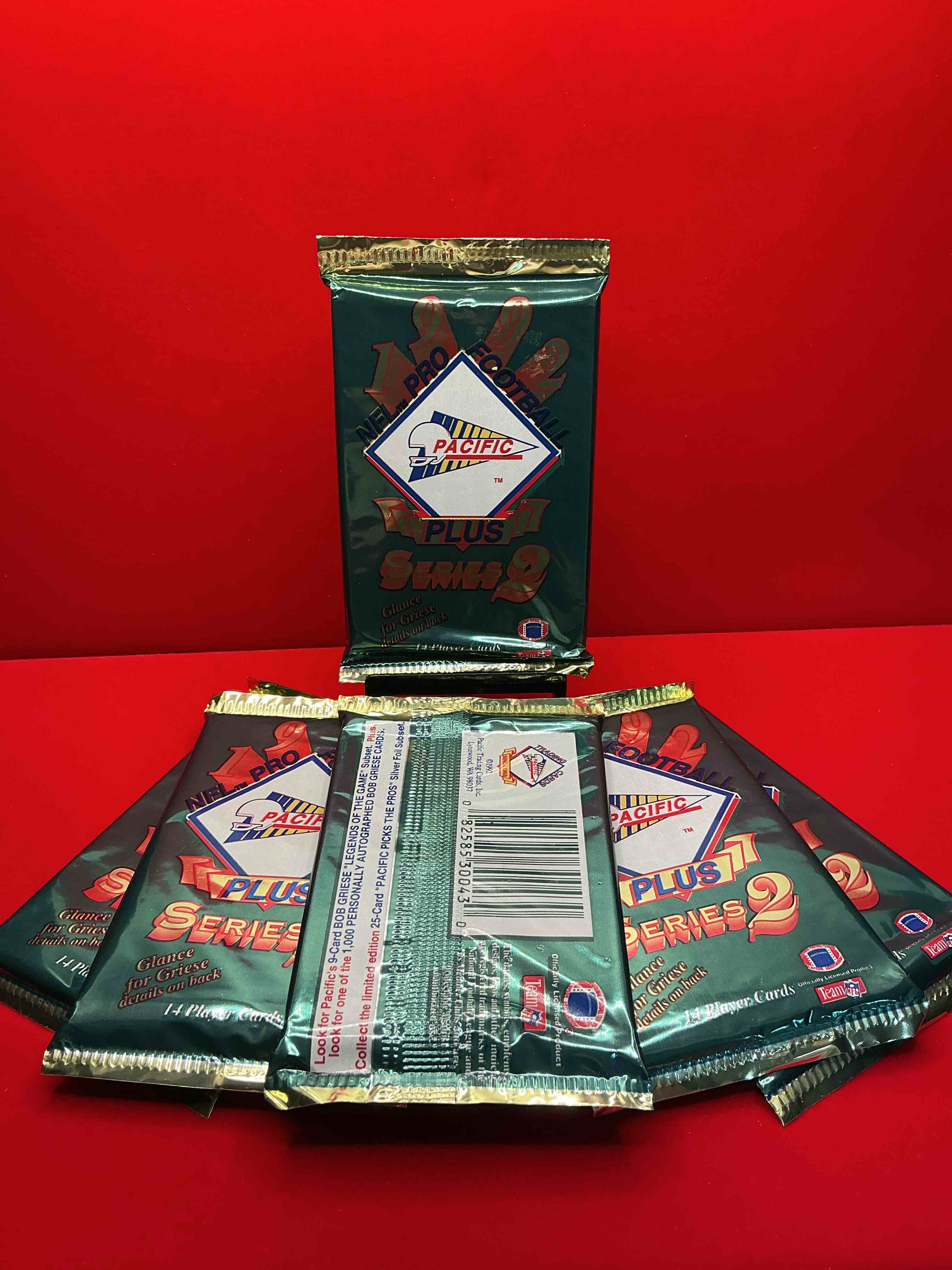 Condition photo showing New/Like New for 1992 pacific series 2 packs! look for griese! bob griese signed 1000 cards that were randomly inserted in these 1992 pacific football card packs! no way… can you find one?