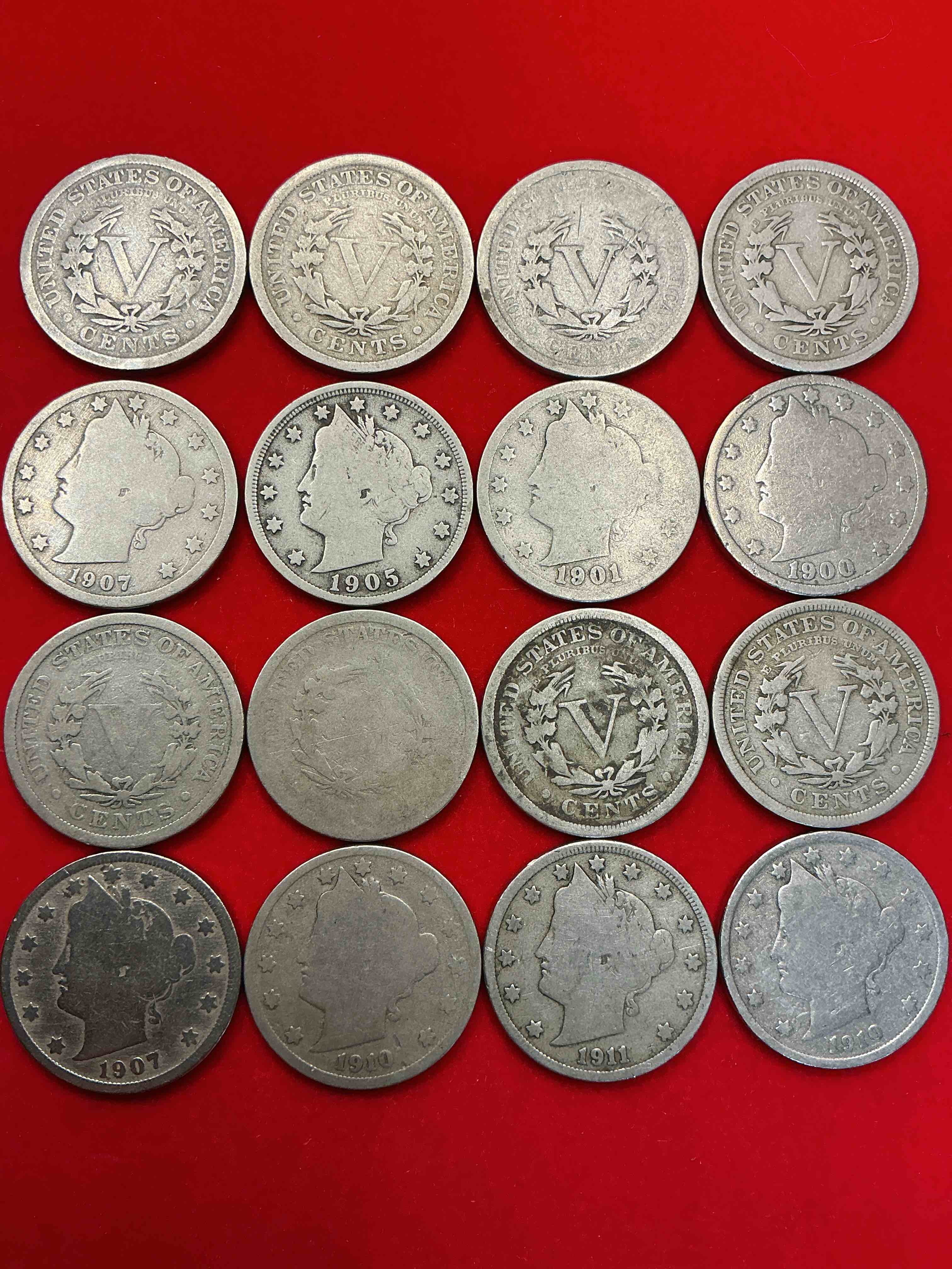 Condition photo showing Good Condition for antique u.s. v nickels! think of the history these coins have seen!, liberty head v nickels were minted up until 1913 & were the style of nickels before buffalo nickels. own some cool pieces of history! rare to see these coins with the "date on" in circulated condition!