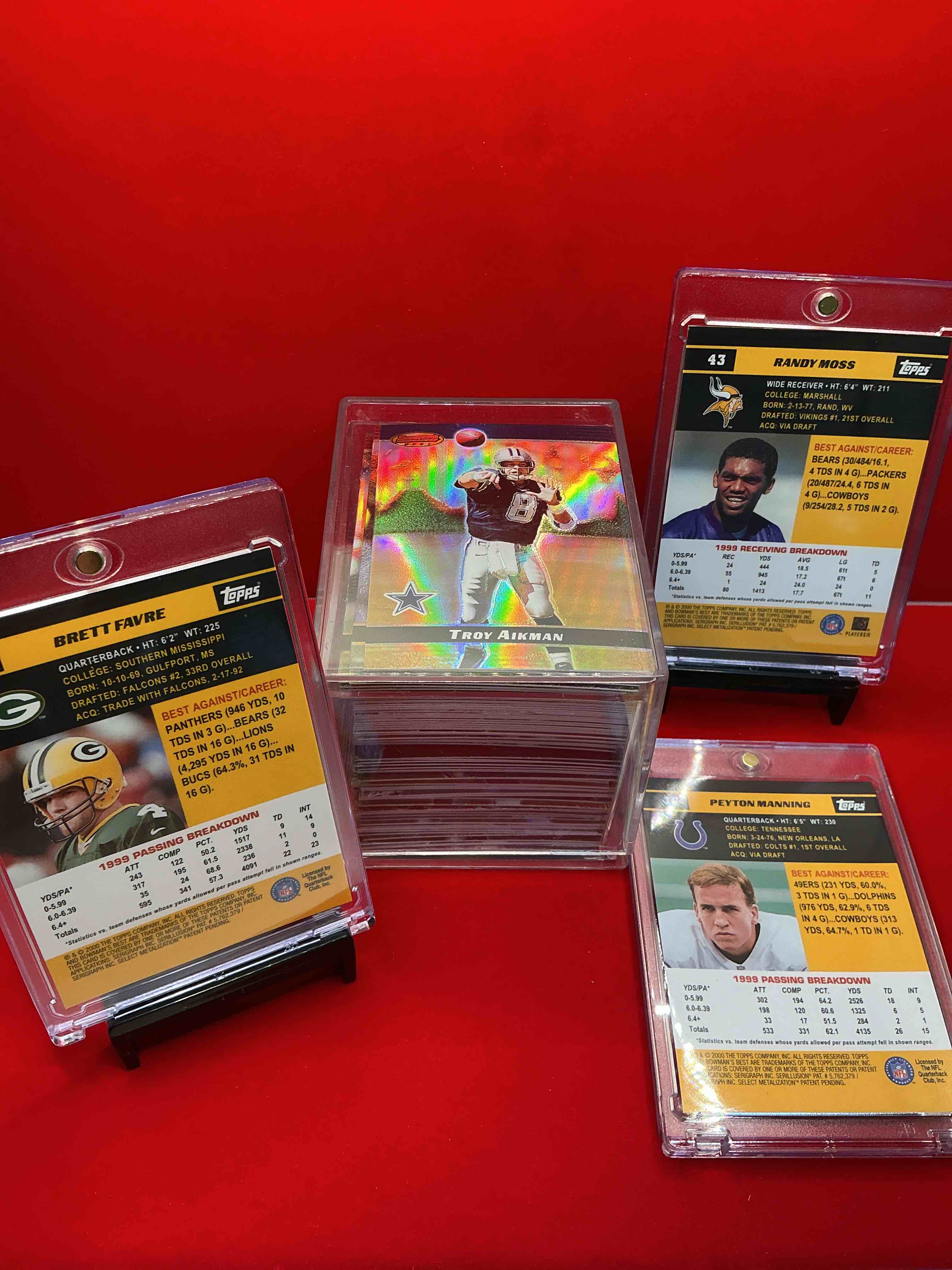 Condition photo showing New/Like New for 2000 early rare peyton manning! randy moss, steve young, troy aikman & more! 2000 bowman’s best 100 card craziness! all 100 cards included in this super rare collection! all the legends from the late 90’s all included here! brett favre! all the best from the greatest show on turf included! wow!