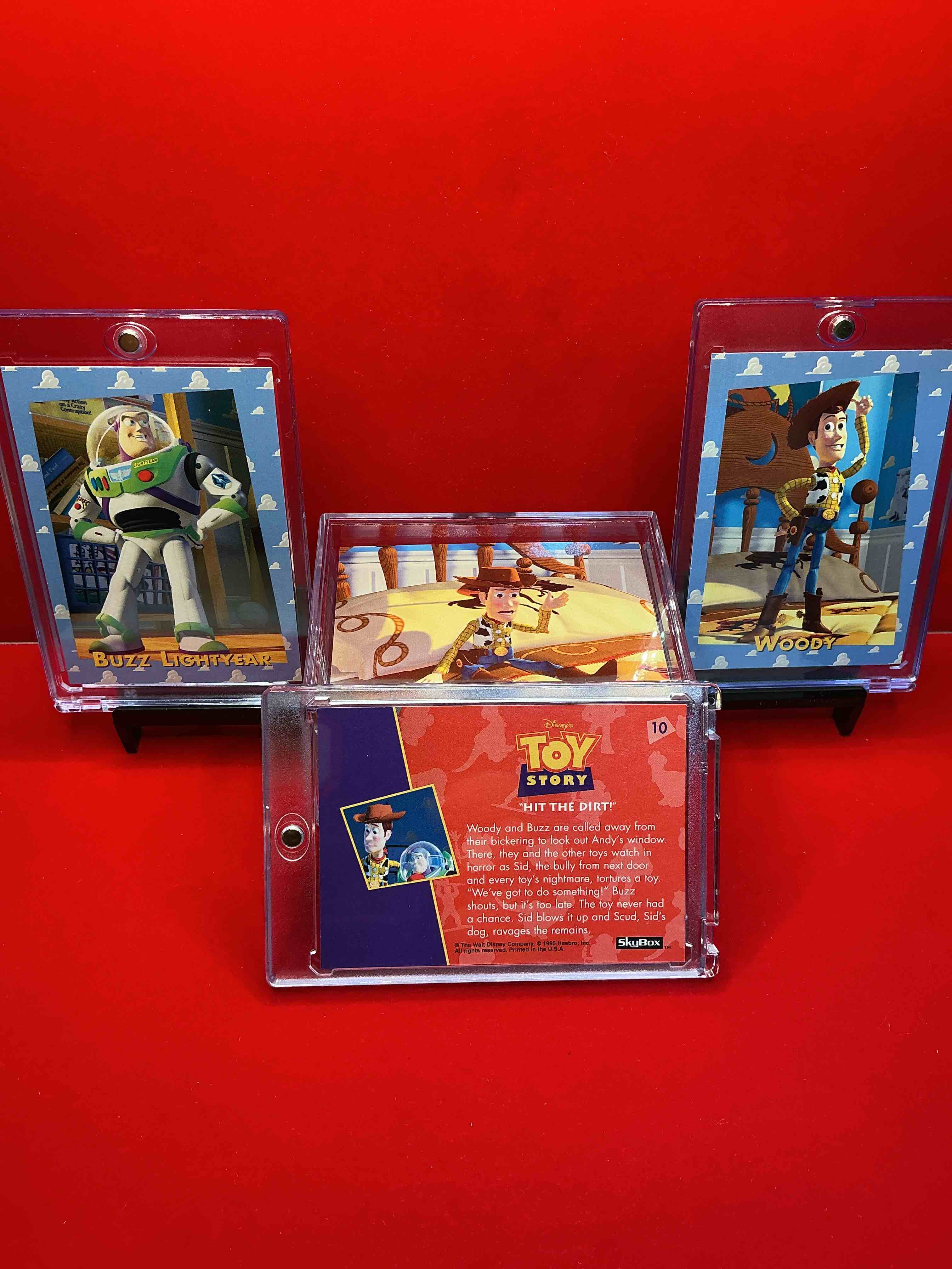Condition photo showing New/Like New for toy story! the original 1995 toy story cards, featuring some of your favorite characters! woody, buzz lightyear, bo peep, rex, hamm & so many more! ultra rare & cool disney & pixar cards from the mid 90’s! this 98 card toy story collection is super fun & cool, collect toy story in celebration of the brand new toy story 5!